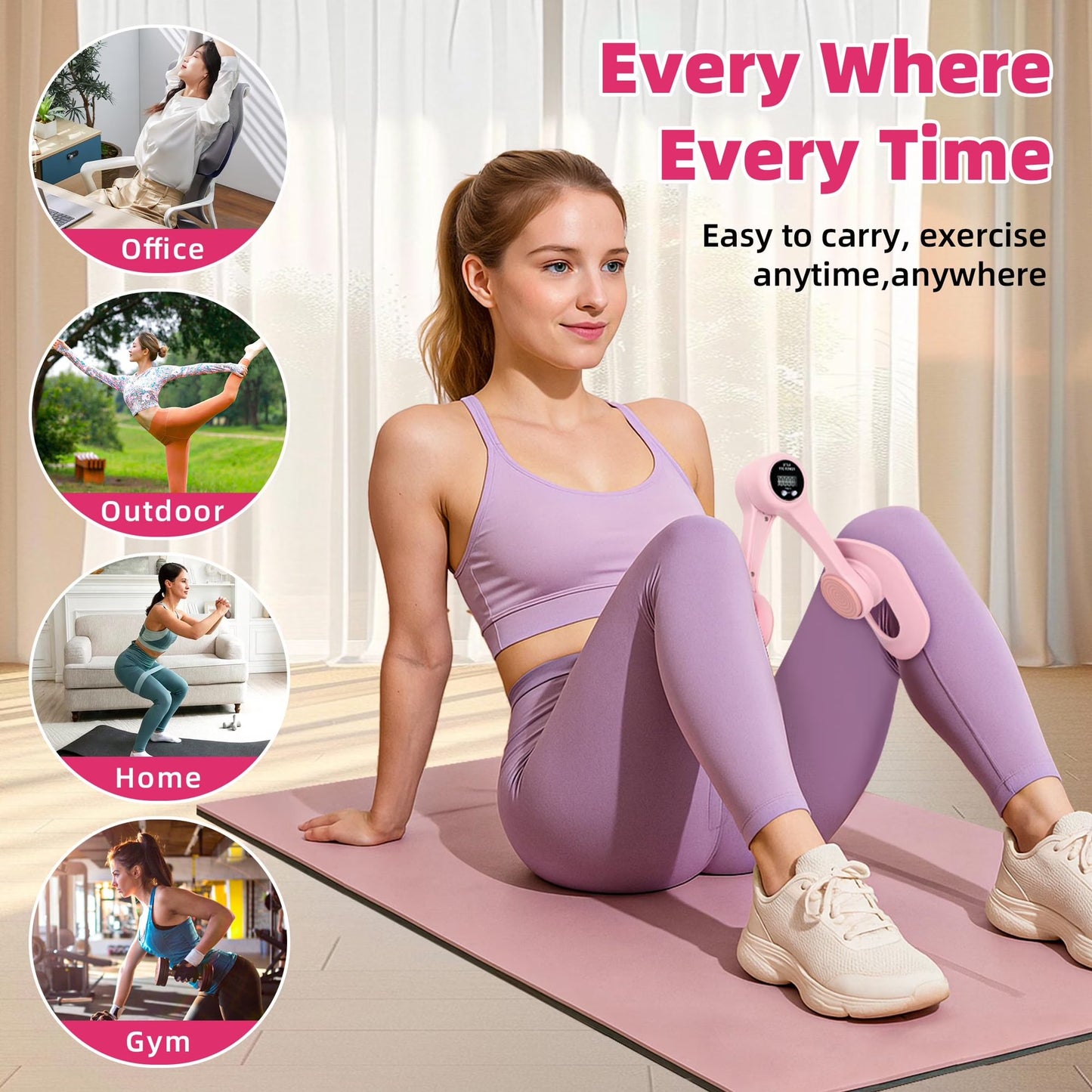 Thigh Trainer, Pelvic Floor Muscle Trainer, Inner Thigh Exercise Workout Equipment for Home, Pelvic Floor Strengthening Device Women