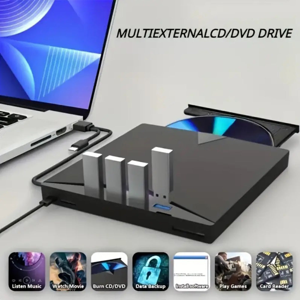 External CD DVD Drive for Laptop,DVD Player for Laptop,USB 3.0 Portable CD/DVD OM+/-RW Burner,External DVD Disk Drive for Laptop Compatible with Laptop Desktop PC Windows 11/10/8/7 Linux Mac OS