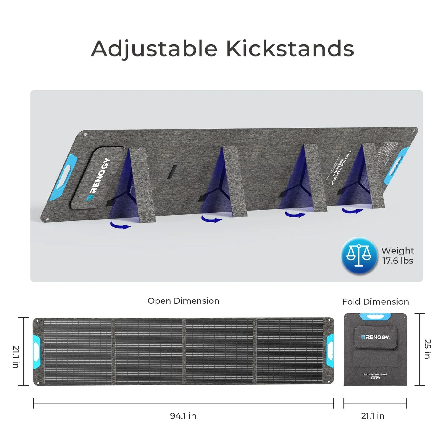 Renogy 2Pack 200W Portable Solar Panel with Adjustable Kickstands, IP65 Waterproof, Foldable 400W Solar Panel for Power Station, RV, Camping, Off Grid
