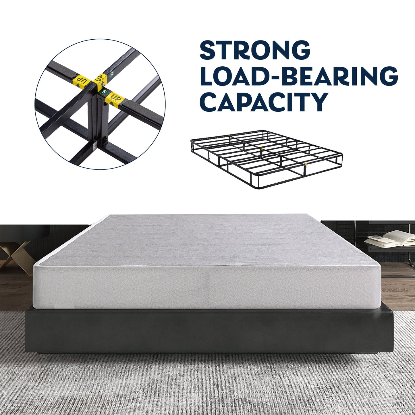EGOHOME 7.5 inch Twin Size Metal Box Spring, Easy Assembly Mattress Foundation