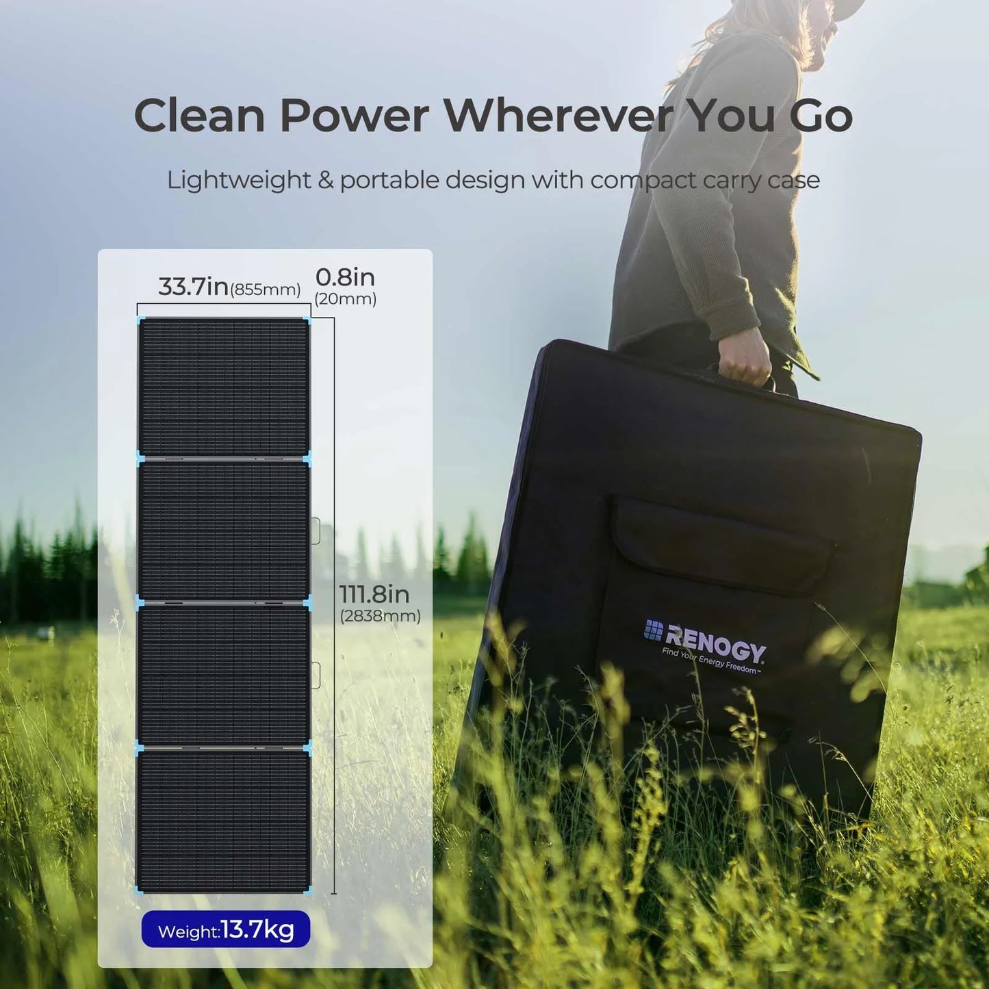 Renogy 16BB 400W Lightweight Solar Panel, IP68 Waterproof, Foldable Solar Panel for RV, Camping, Off-Grid, Fast Installation