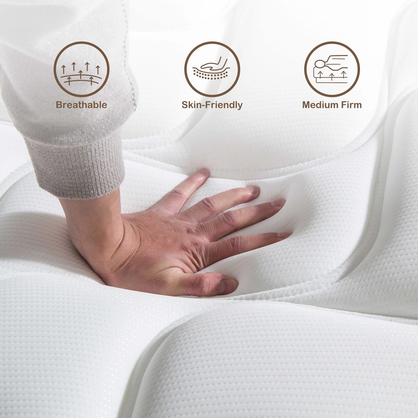 RODREAMY 12 inch Full Size Mattress Hybrid Mattresses in a Box, Memory Foam Individually Pocket Springs Coils with Motion Isolation, Medium Firm, Pressure Relief