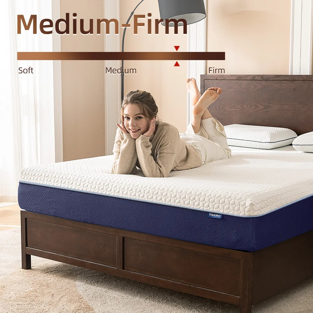 Gelsea 10" Full Cooling Gel Memory Foam Mattress in a Box, Medium Firm, Graphite-Infused & Fiberglass-Free, CertiPUR-US Certified