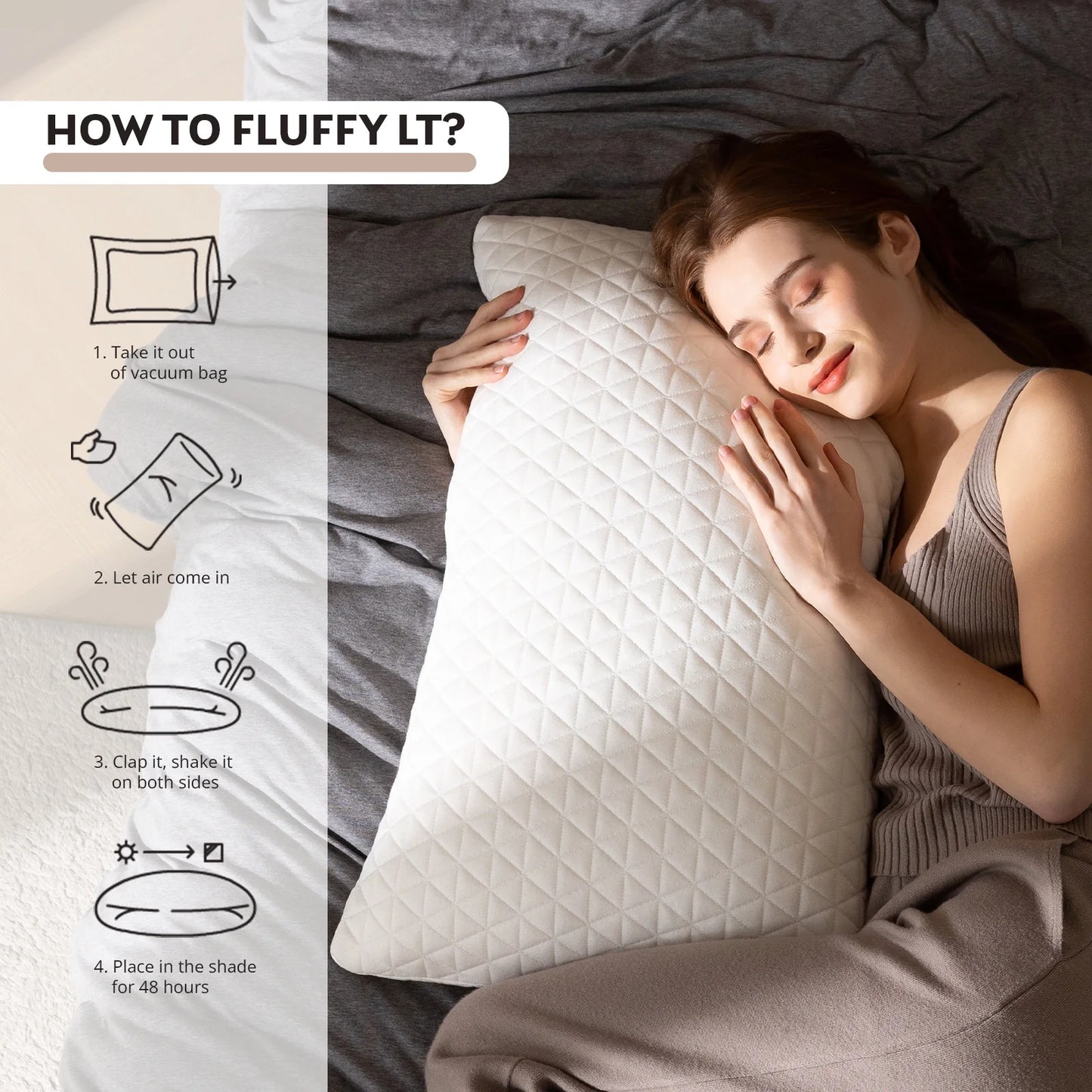 EGO HOME Single Adjustable Bed Pillow, Shredded Memory Foam Pillow, Standard Queen