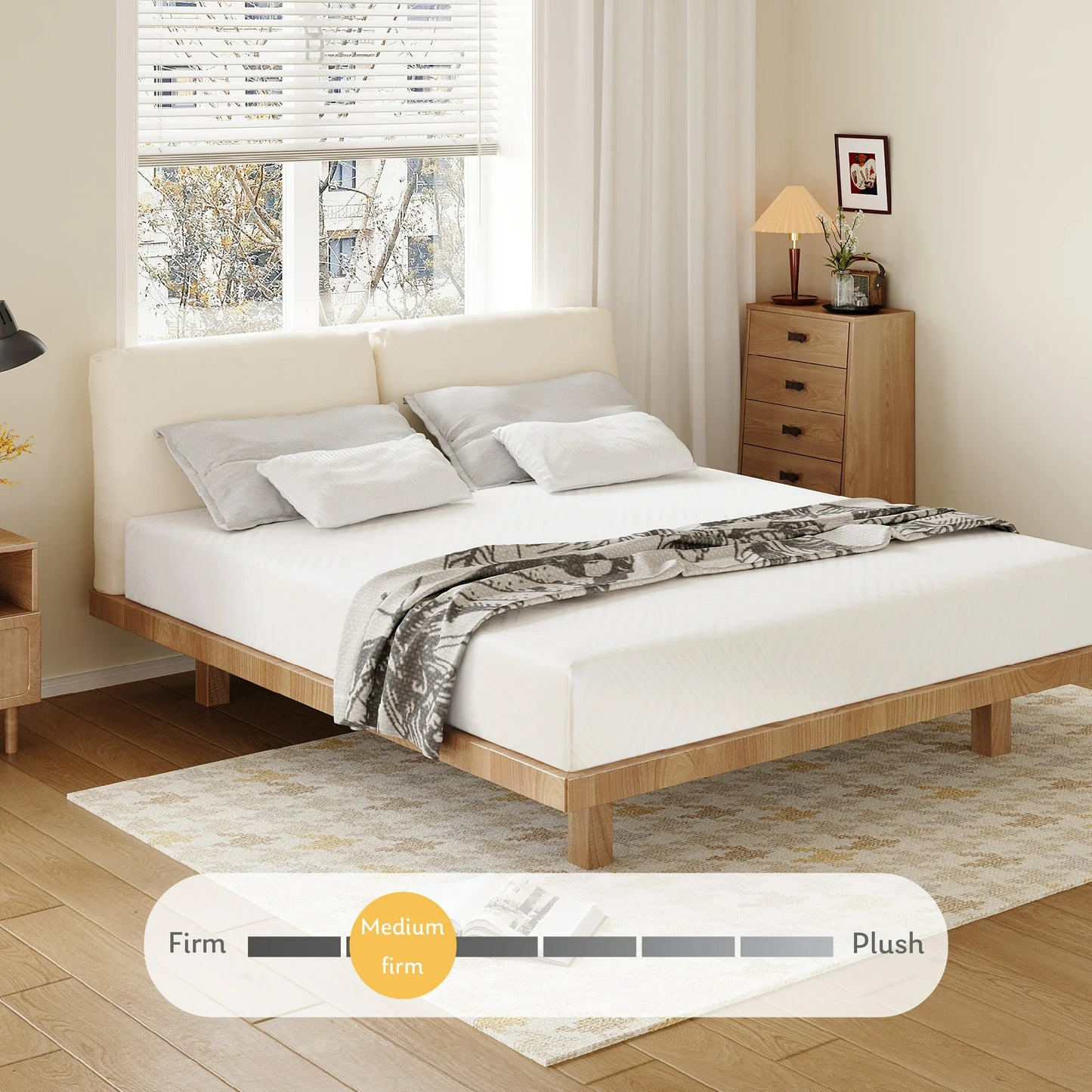 MLILY Ego White 8 inch Memory Foam Mattress, King Size Mattress in a Box, Medium Firm