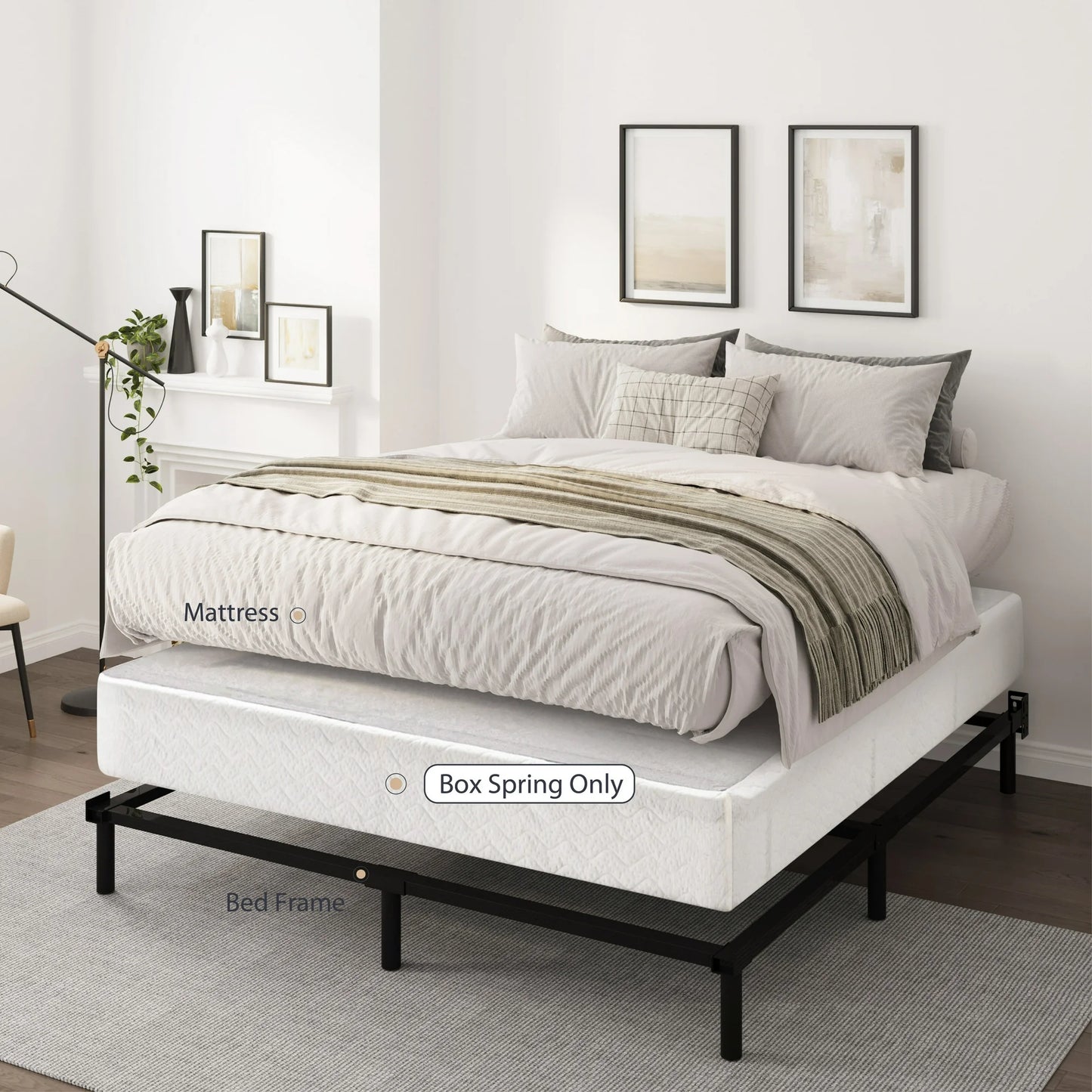Arctus 9" Twin Box Spring, Metal Mattress Foundation, Fabric Cover Included, Easy Assembly
