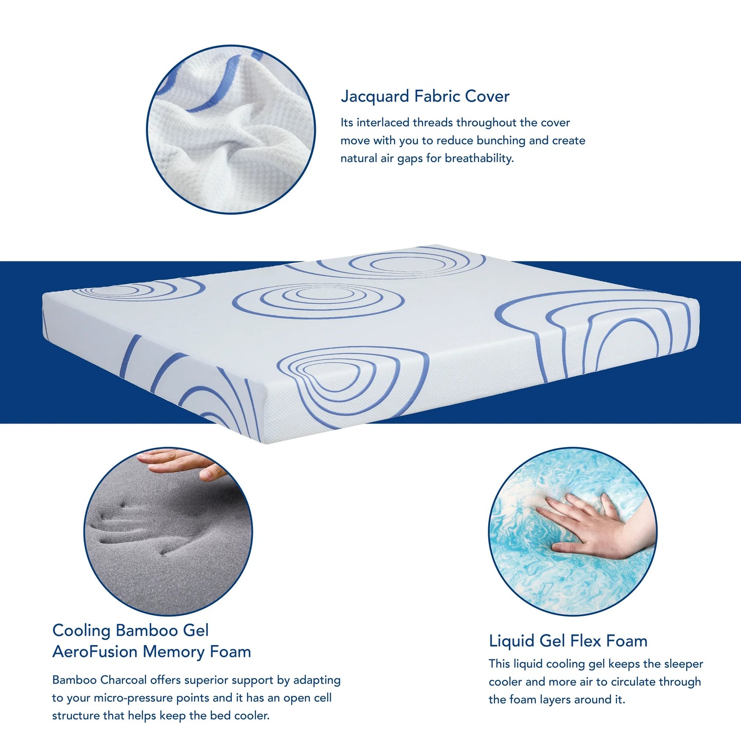 EGOHOME Charcoal 8" Gel Memory Foam Mattress,California King Mattress in a Box，Medium