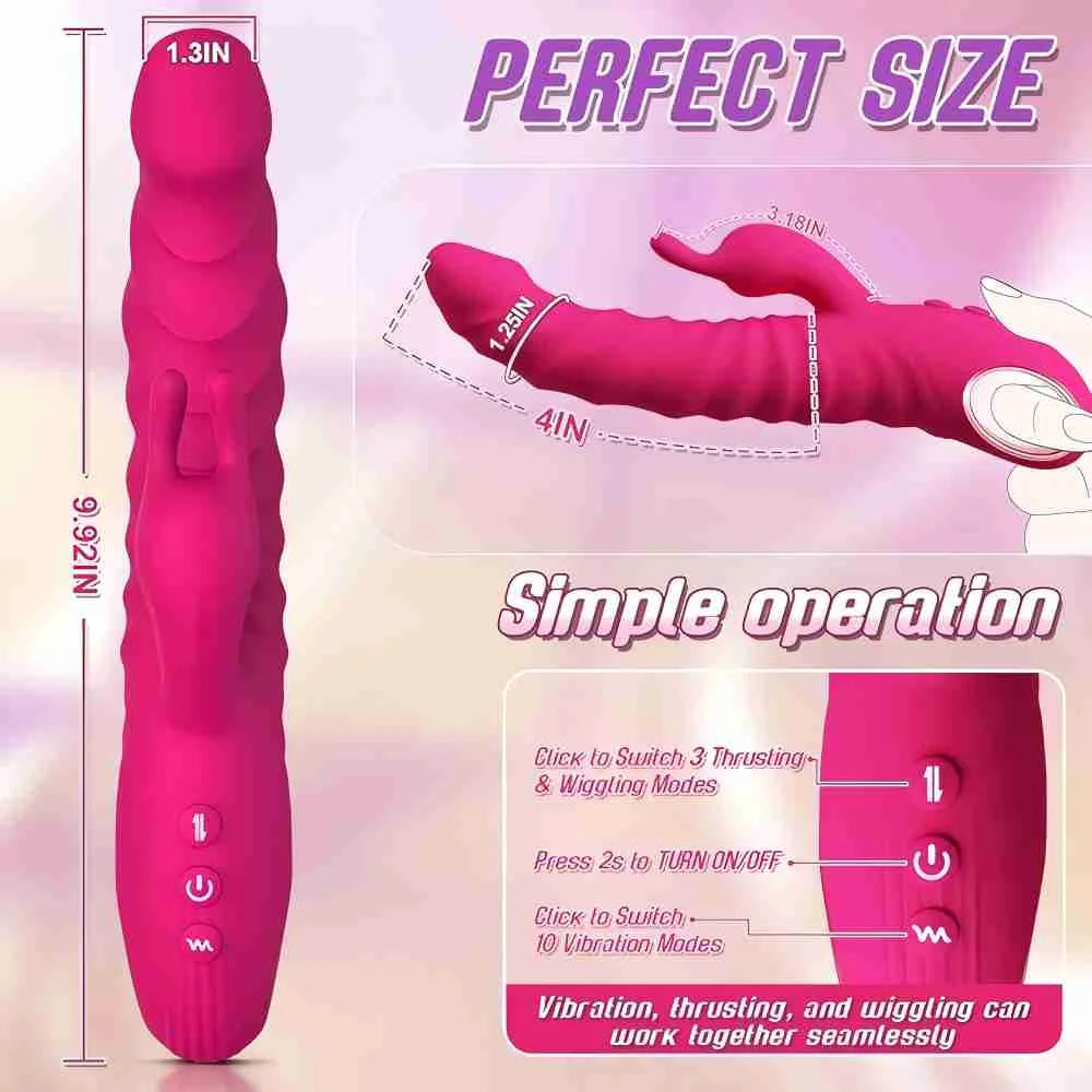 Thrusting Dildo Vibrator Adult Toys for Women Sex Toys - 3 in 1 Wiggling G Spot Vibrators with 3 Thrusting & 10 Vibrating Modes