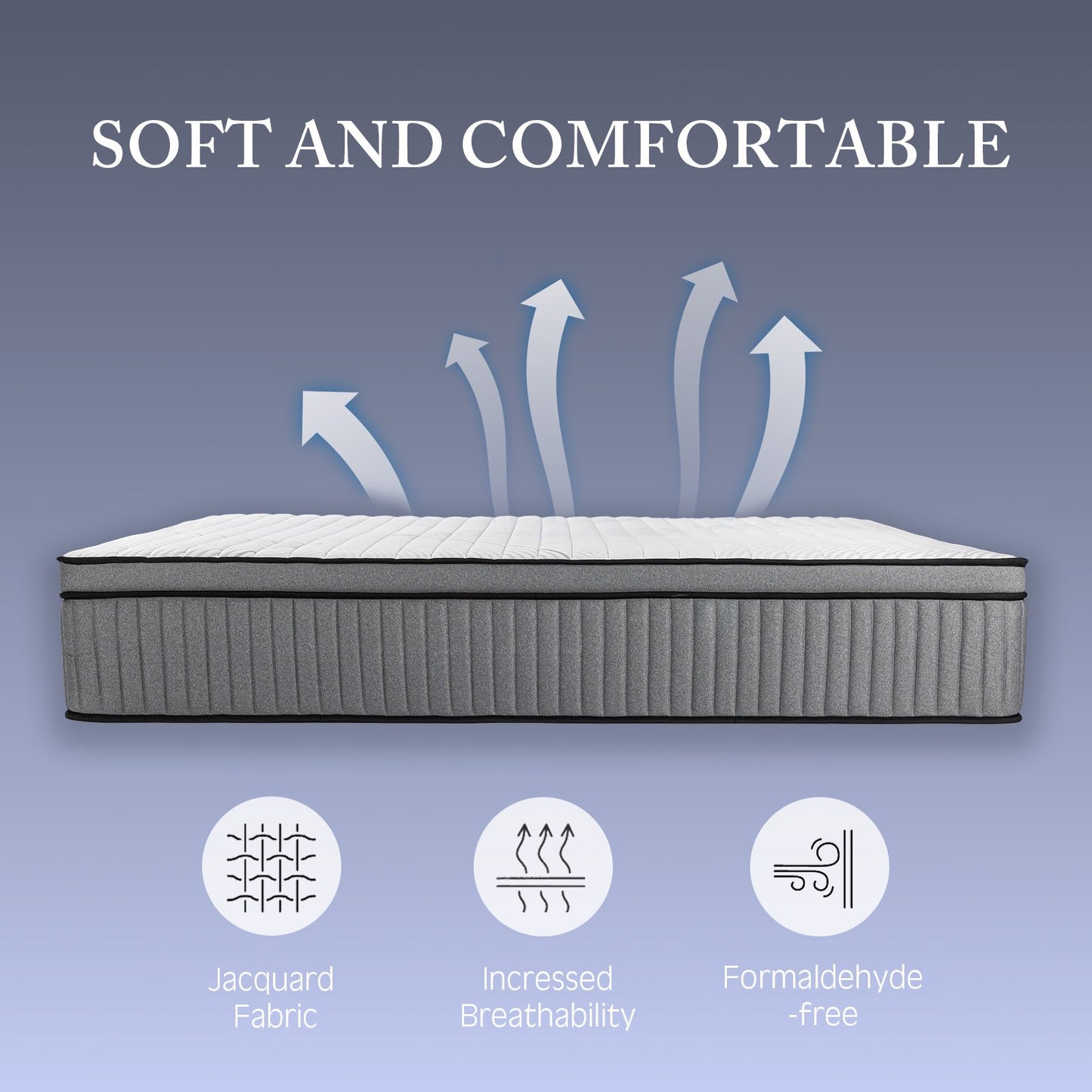 EGOHOME Sleep 14 inch Queen Hybrid Mattress in a Box, Cooling Gel Infused Memory Foam, Pocket Spring