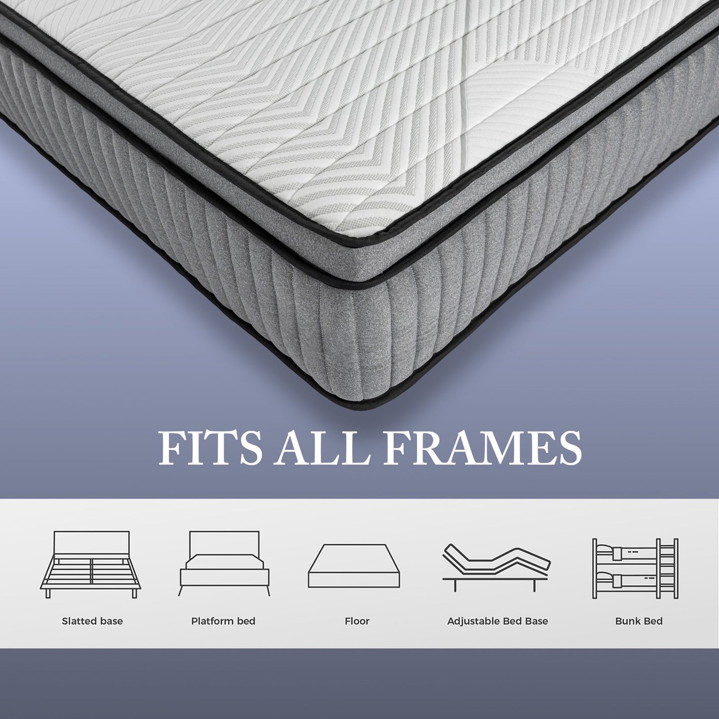 EGOHOME Sleep 14 inch Queen Hybrid Mattress in a Box, Cooling Gel Infused Memory Foam, Pocket Spring