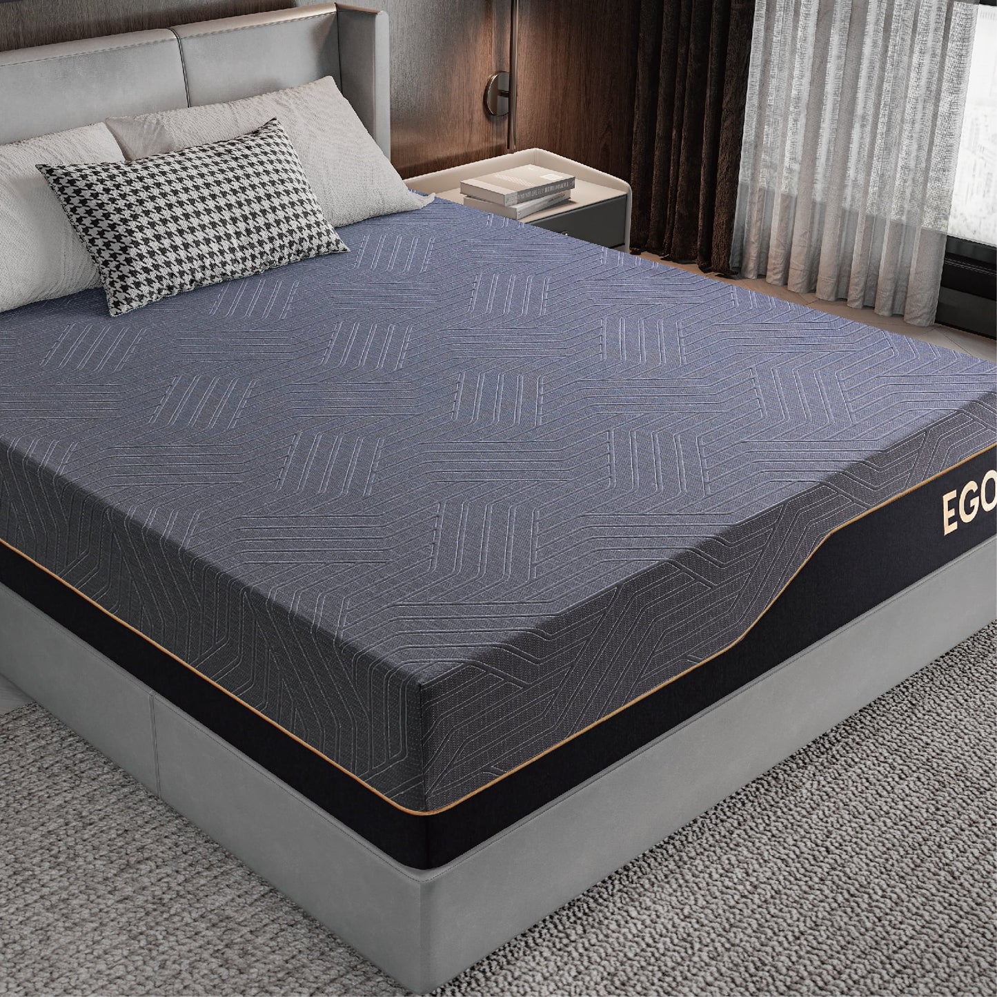 EGOHOME Ego Black 14 inch King Memory Foam Mattress, Gel Mattress in a Box, Medium Firm