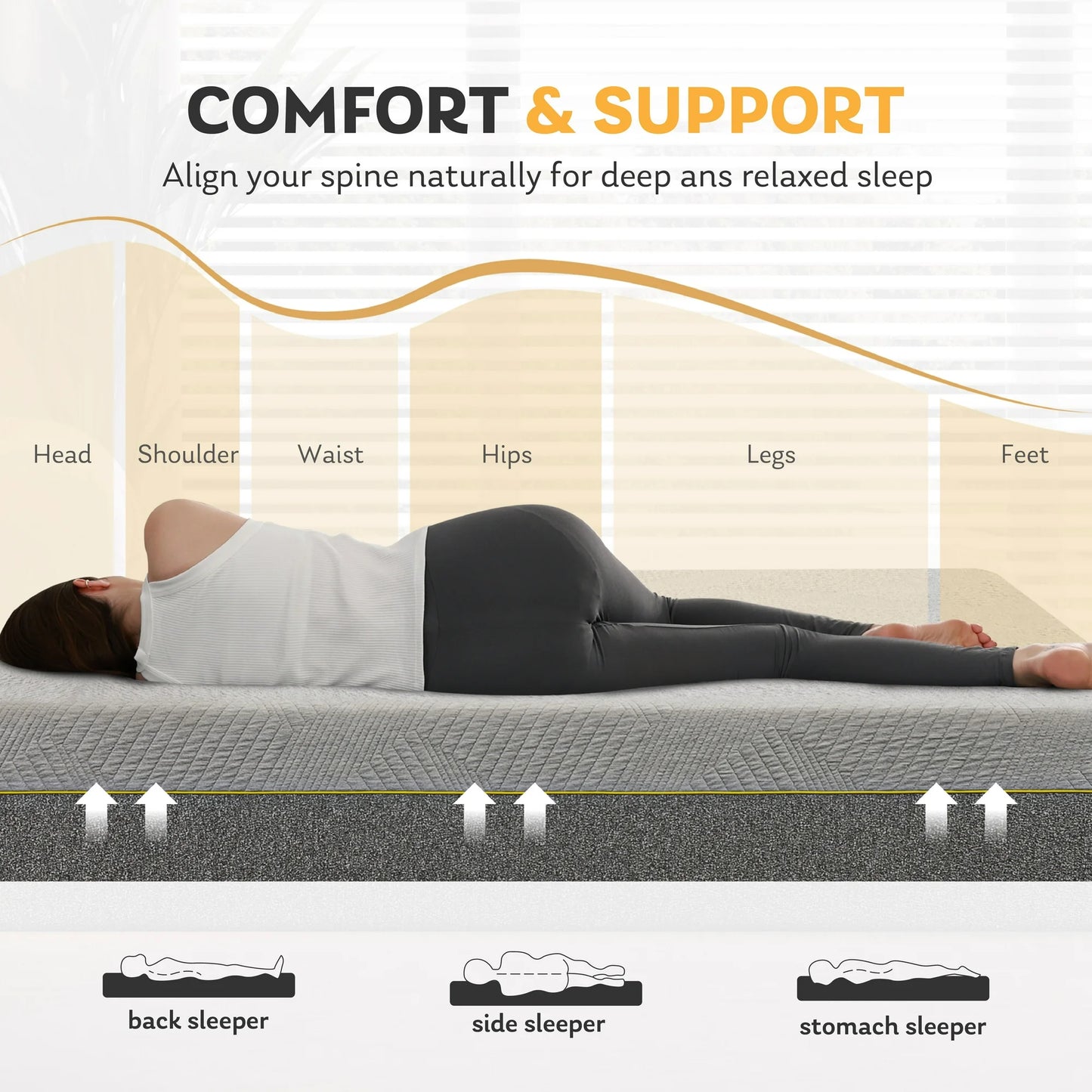MLILY Ego Gray 12 inch Twin XL Size Mattress, Gel Memory Foam Mattress in a Box