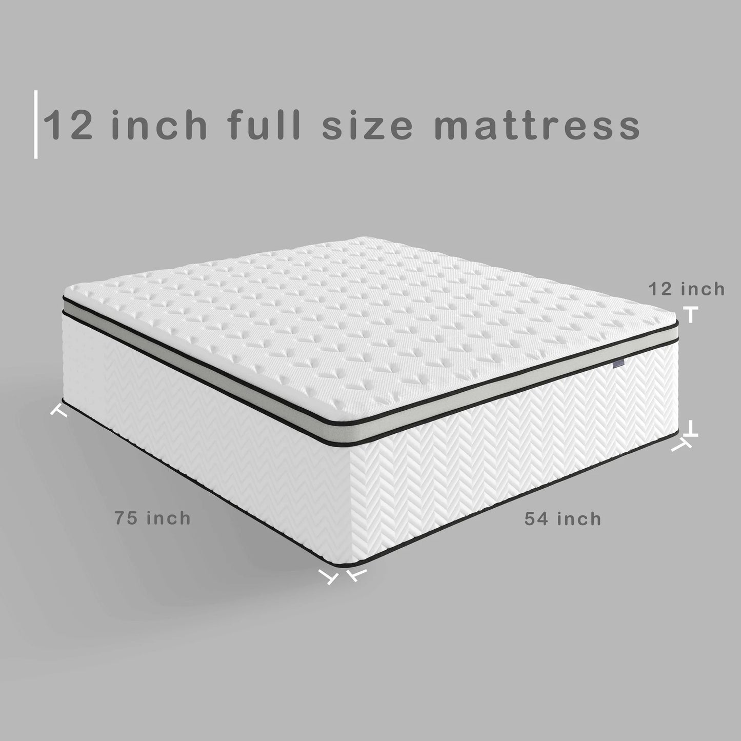 RODREAMY 12 inch Full Mattress Hybrid Mattresses in a Box with Supportive Medium Firm Pocket Coils and Memory Foam, Pressure Relief, Motion Isolation, CertiPUR-US