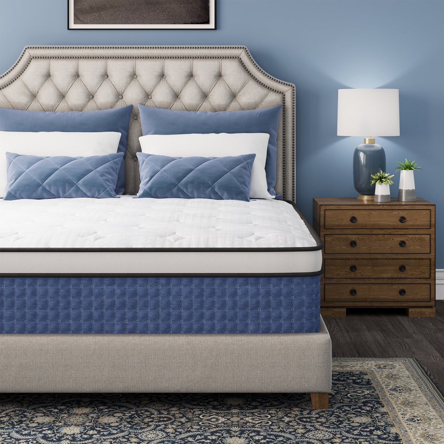 MLILY Value Hybrid 12-inch Mattress Medium Firm Blue,Twin