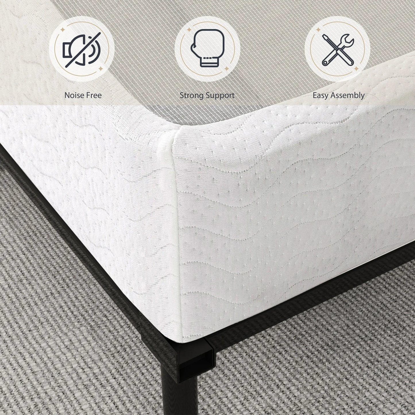 Arctus 9" Twin Box Spring, Metal Mattress Foundation, Fabric Cover Included, Easy Assembly