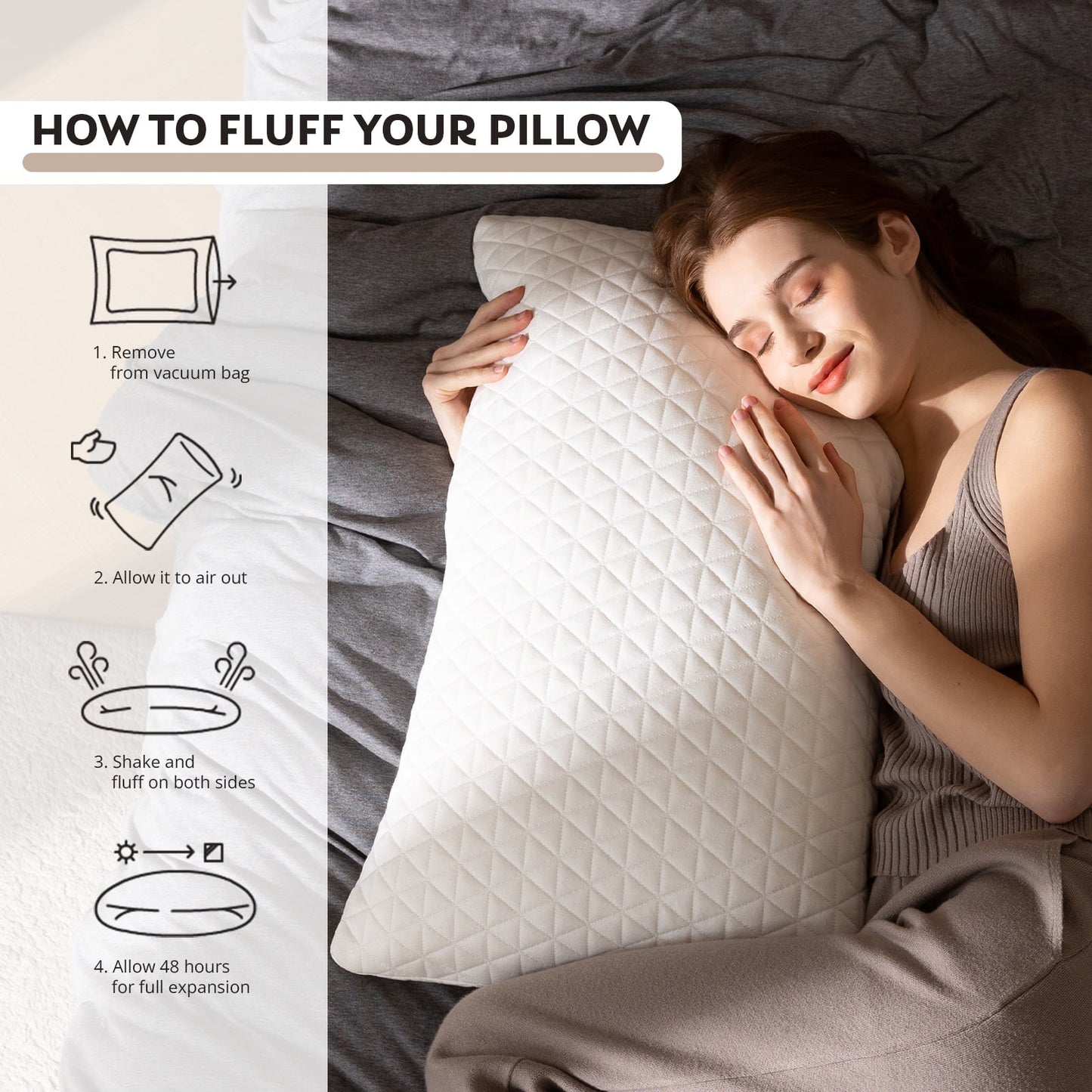 EGO HOME 2-Pack Bed Pillows, Shredded Memory Foam Pillows Set of 2, Standard Queen