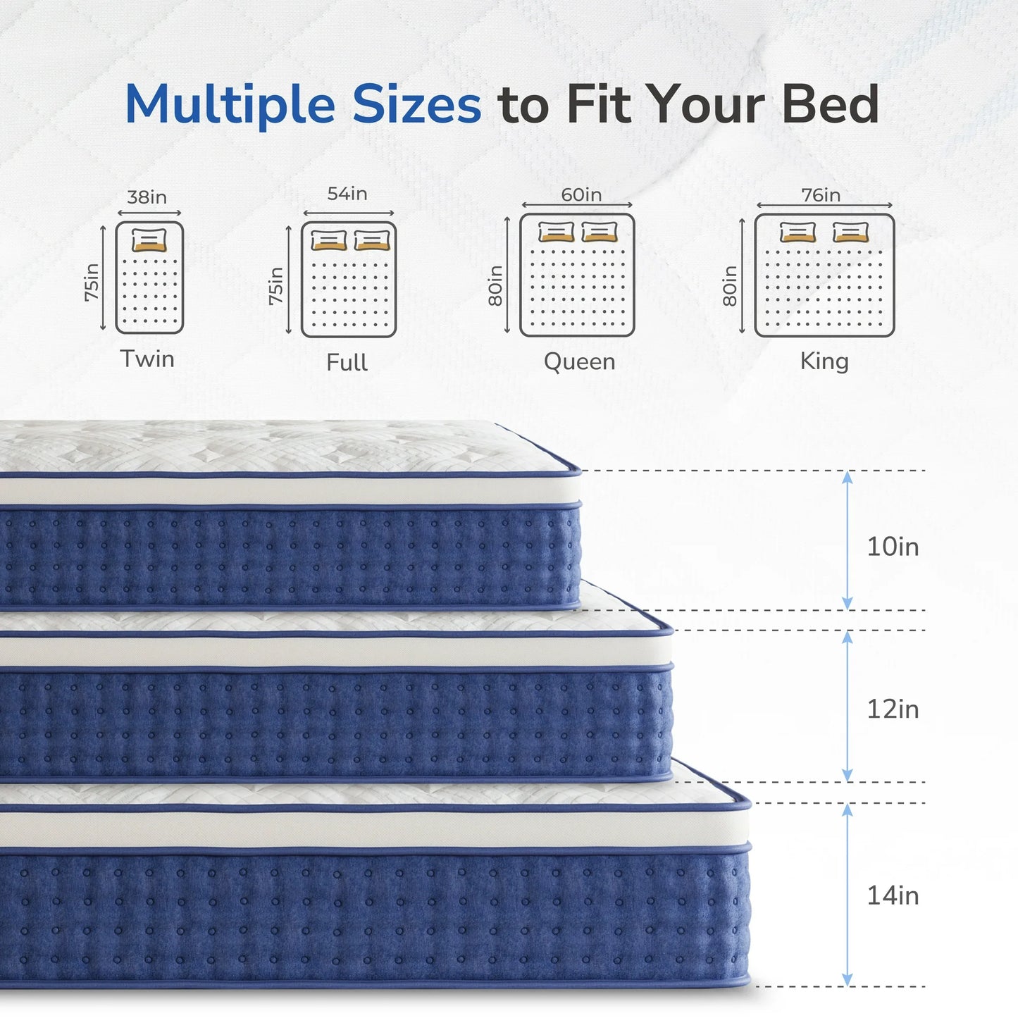 TechForma 12” Twin Hybrid Mattress, Pocket Spring Design with Breathable Knit Fabric, High-Density Foam, Medium Firmness Support, Motion Isolation, Flame-Retardant Cover & Reinforced Edge