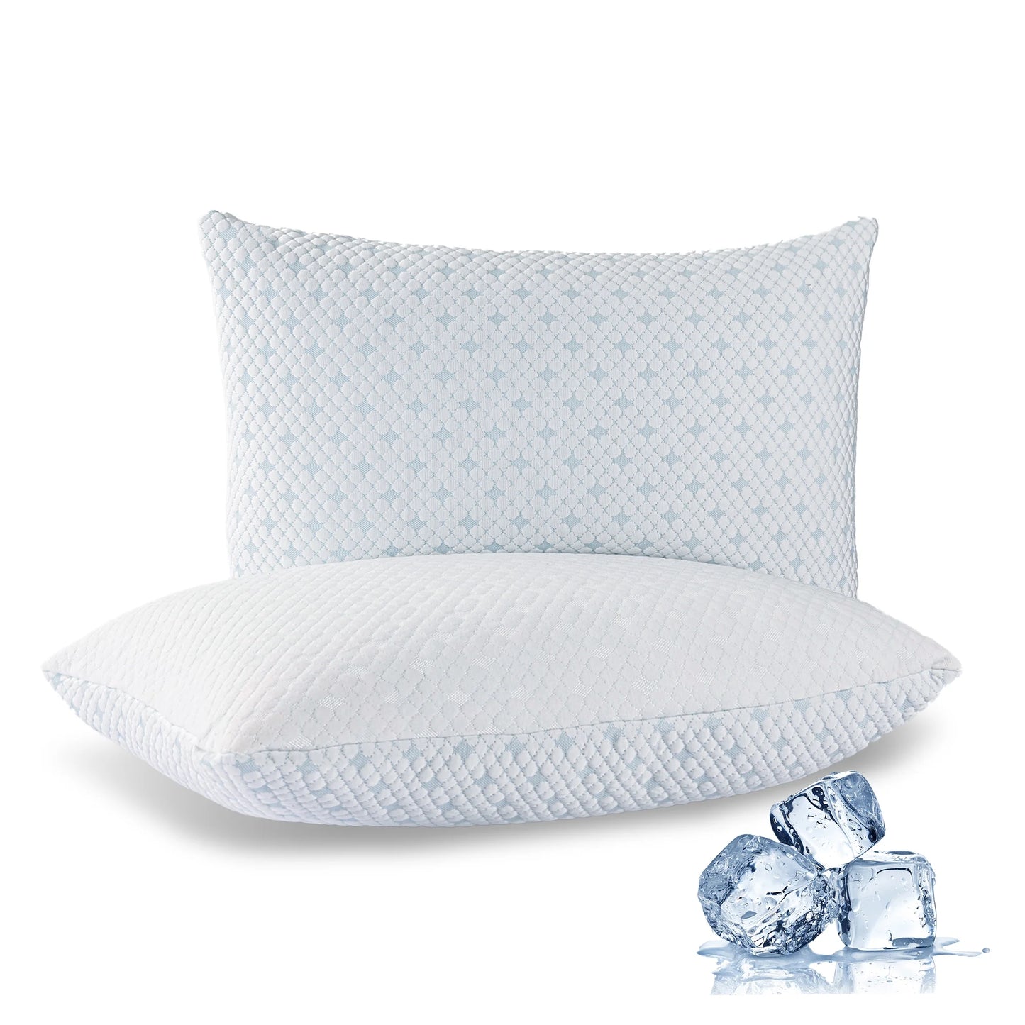 EGO HOME 2-Pack Adjustable Cooling Bed Pillows, Shredded Memory Foam Pillows Set of 2, Standard Queen, Dual Sides