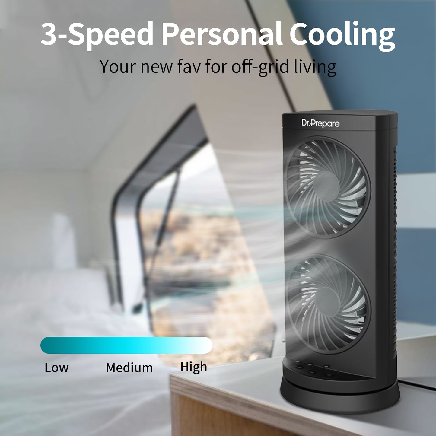 Dr. Prepare Tower Fan Oscillating Fan, 12'' Portable Standing Desk Fan