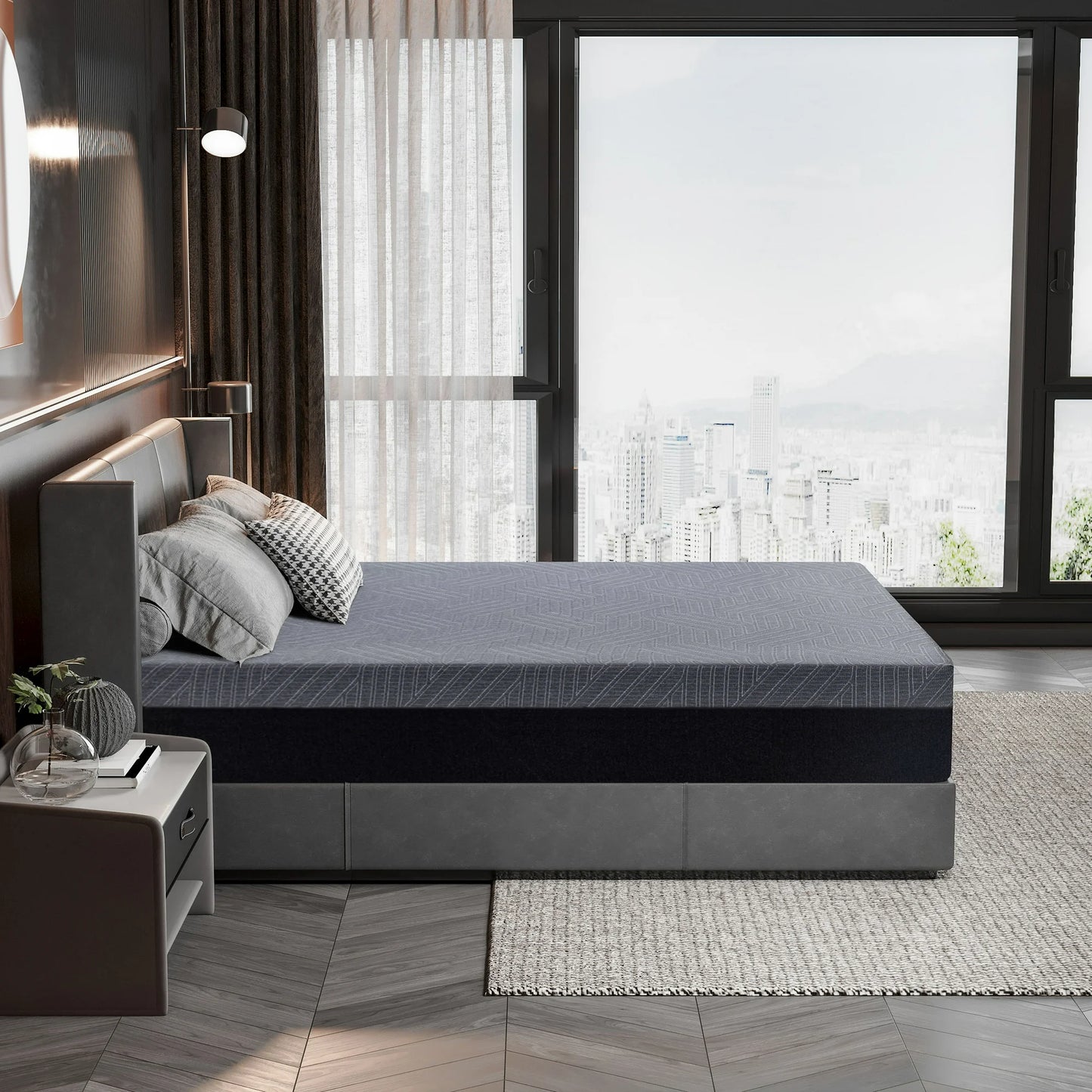 MLILY Ego Black 12 inch Gel Memory Foam Mattress, Twin Mattress in a Box, Medium
