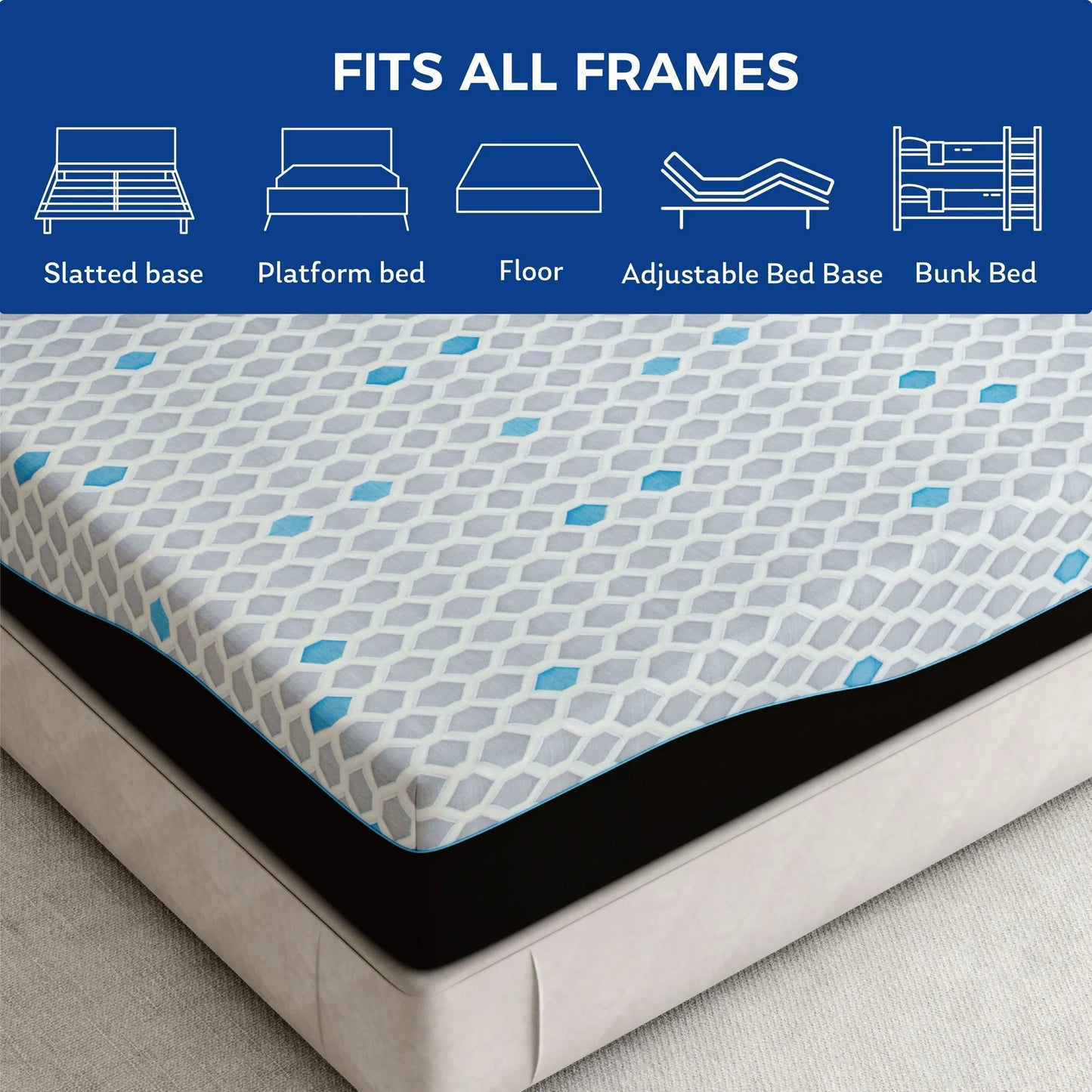 EGOHOME Charcoal 10" Gel Memory Foam Mattress，Twin Mattress in a Box，Medium