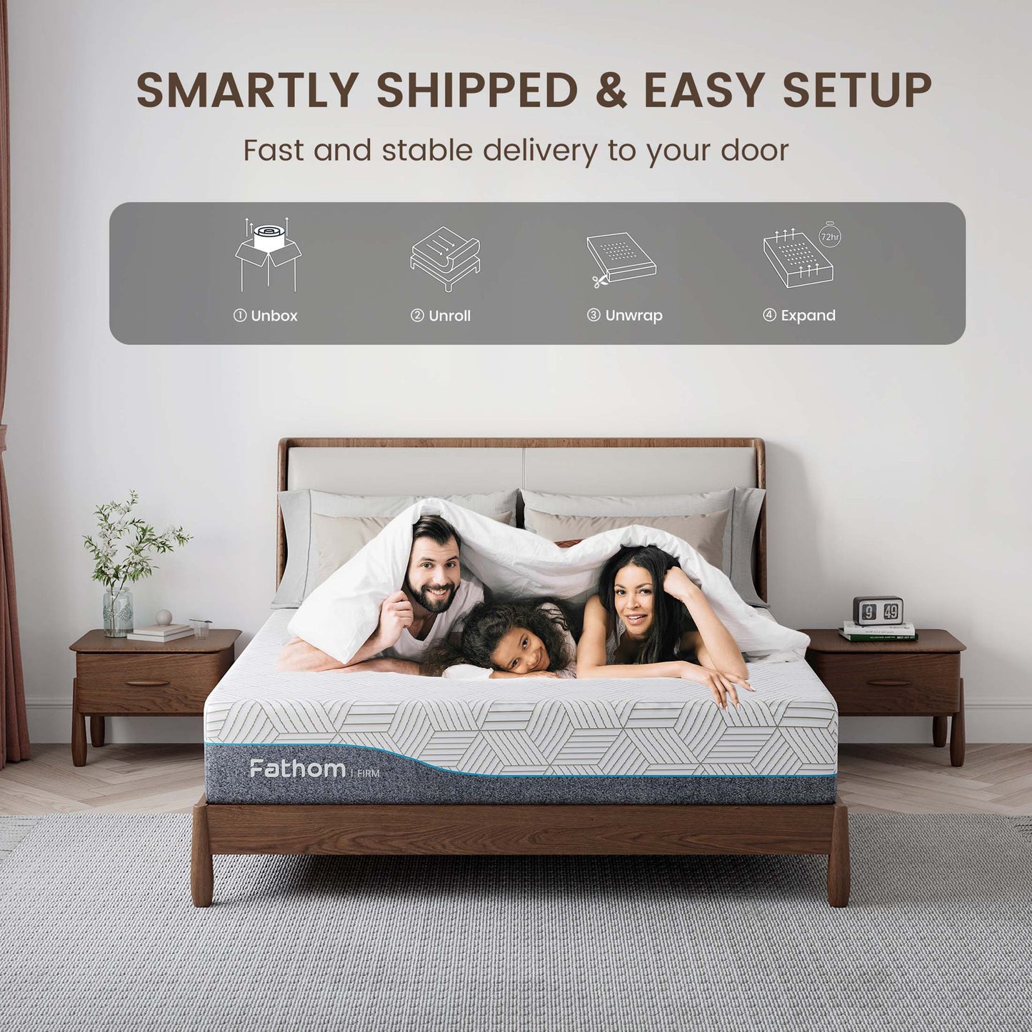 Subfun 14" Queen Mattress Removable Cover Memory Foam Mattress, Medium, CertiPUR-US® Certified