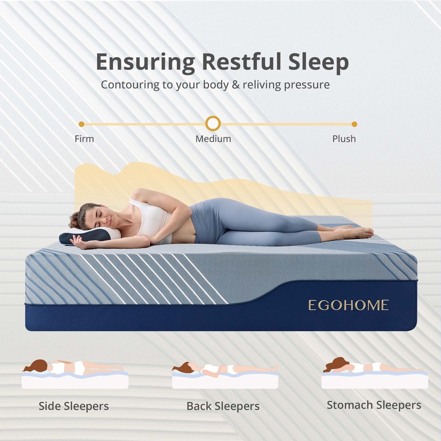 EGOHOME Elysian 14 inch Mattress, Full Size Memory Foam Mattress