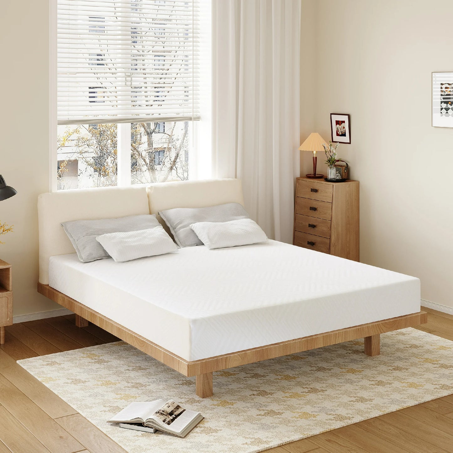 MLILY Ego White 10 inch Memory Foam Mattress, King Size Mattress in a Box, Medium Firm
