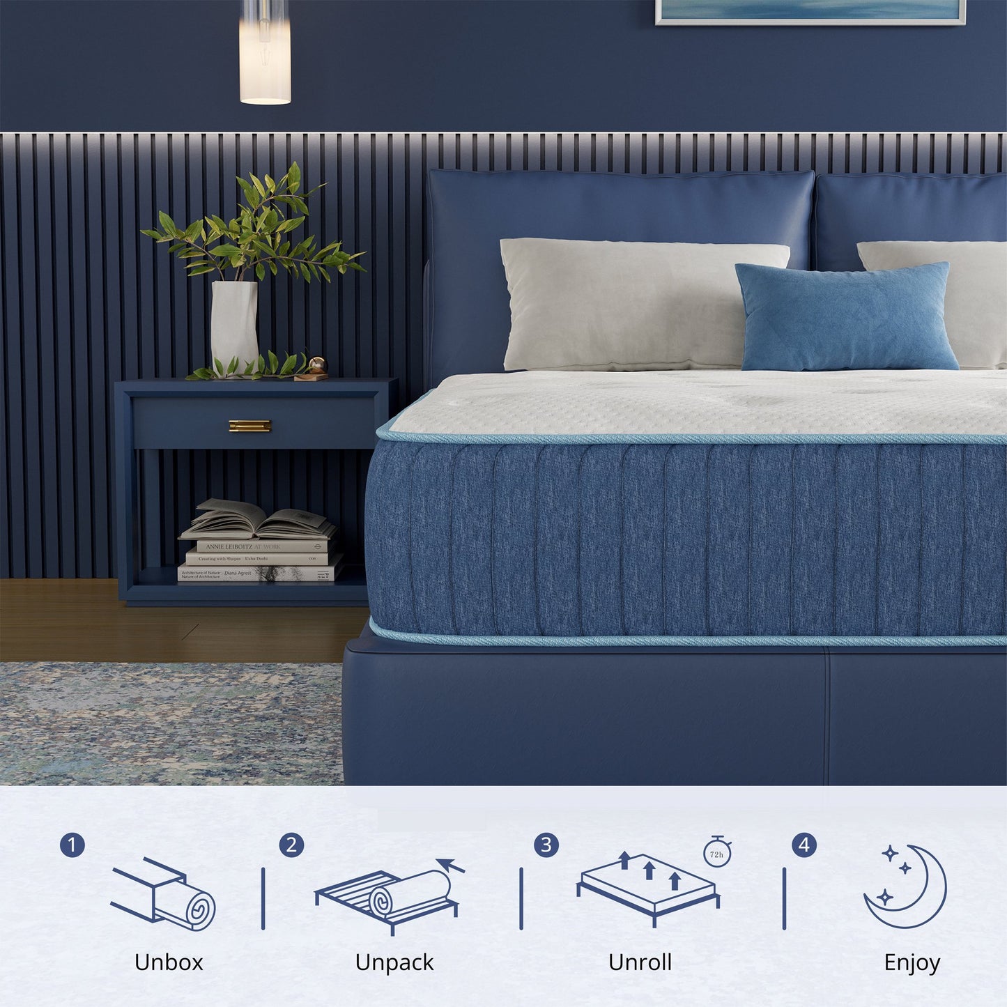 EGOHOME Full 10 inch Hybrid Mattress with Individually Wrapped Pocket Coils, Medium, Pressure Relief, Mattress in a Box