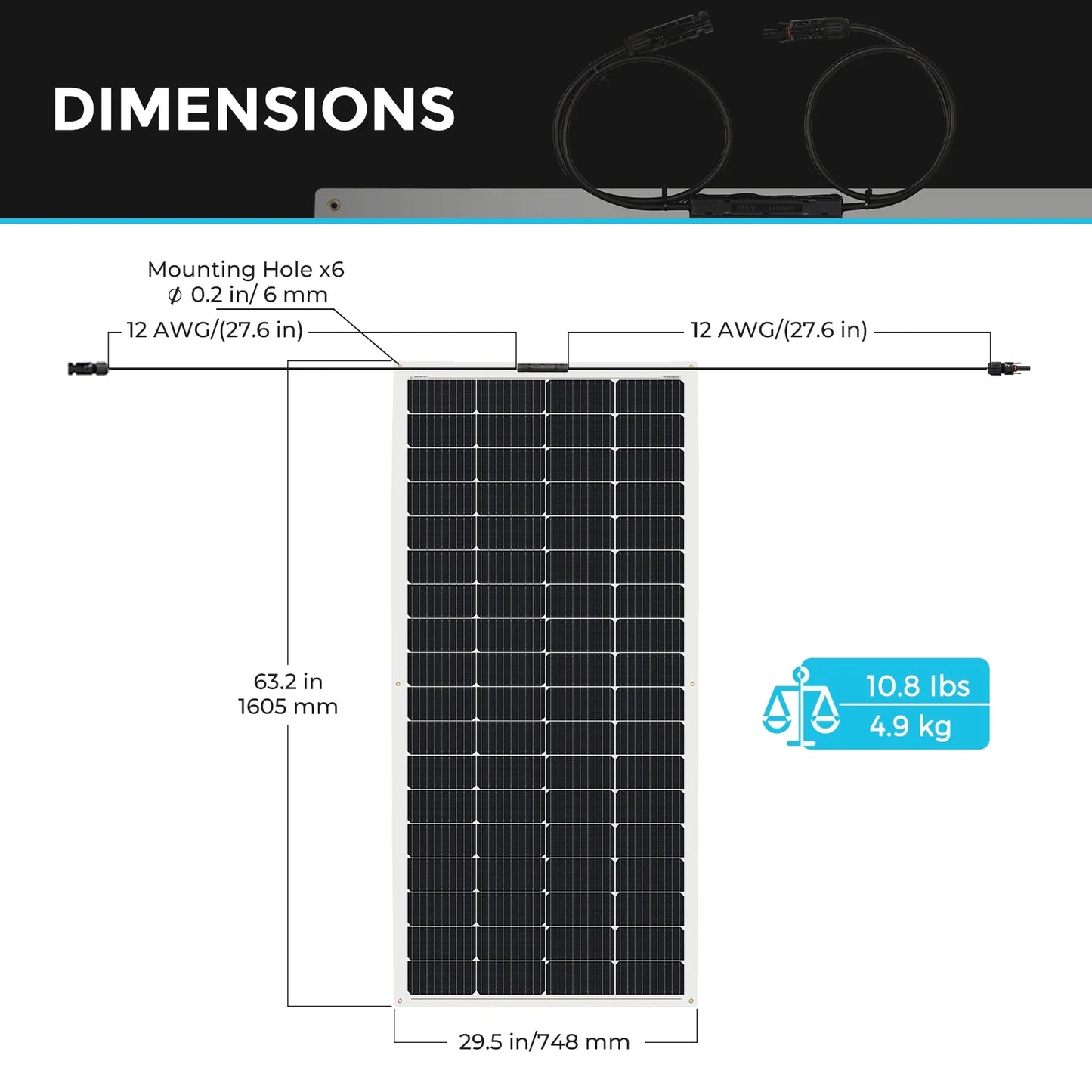 Renogy 200W Monocrystalline Semi-Flexible Bendable Solar Panel, Ultra Lightweight Super Thin and Durable for Marine, RV, Uneven Surfaces