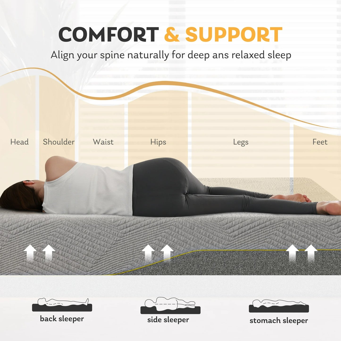 MLILY Ego Gray 14 inch Queen Mattress in a Box, Gel Memory Foam Mattress Queen, Beds in a Box, Medium