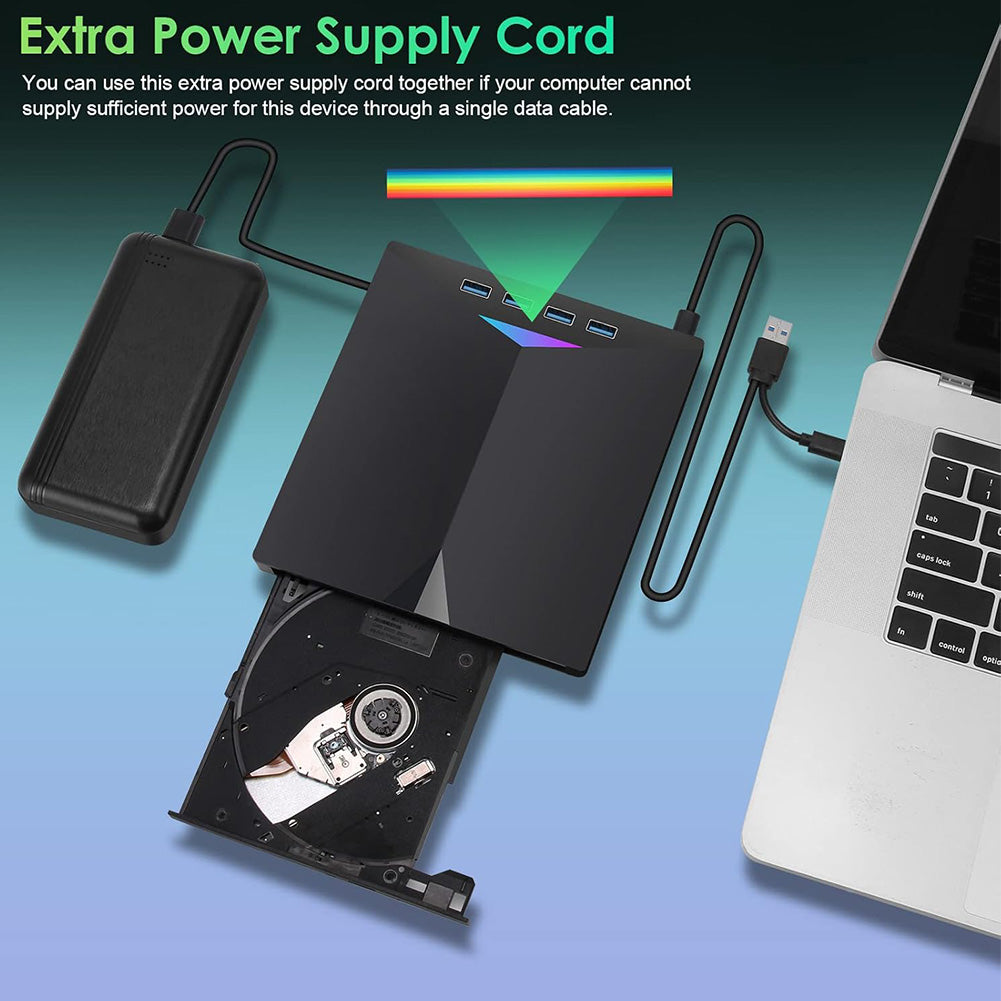 External CD DVD Drive for Laptop,DVD Player for Laptop,USB 3.0 Portable CD/DVD OM+/-RW Burner,External DVD Disk Drive for Laptop Compatible with Laptop Desktop PC Windows 11/10/8/7 Linux Mac OS