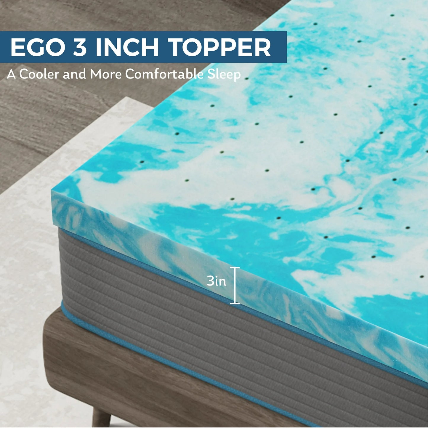 EGOHOME 2 inch Memory Foam Mattress Topper, Full Mattress Topper, Cooling