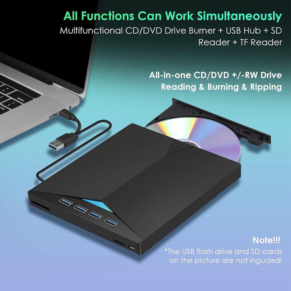 External CD DVD Drive for Laptop,DVD Player for Laptop,USB 3.0 Portable CD/DVD OM+/-RW Burner,External DVD Disk Drive for Laptop Compatible with Laptop Desktop PC Windows 11/10/8/7 Linux Mac OS