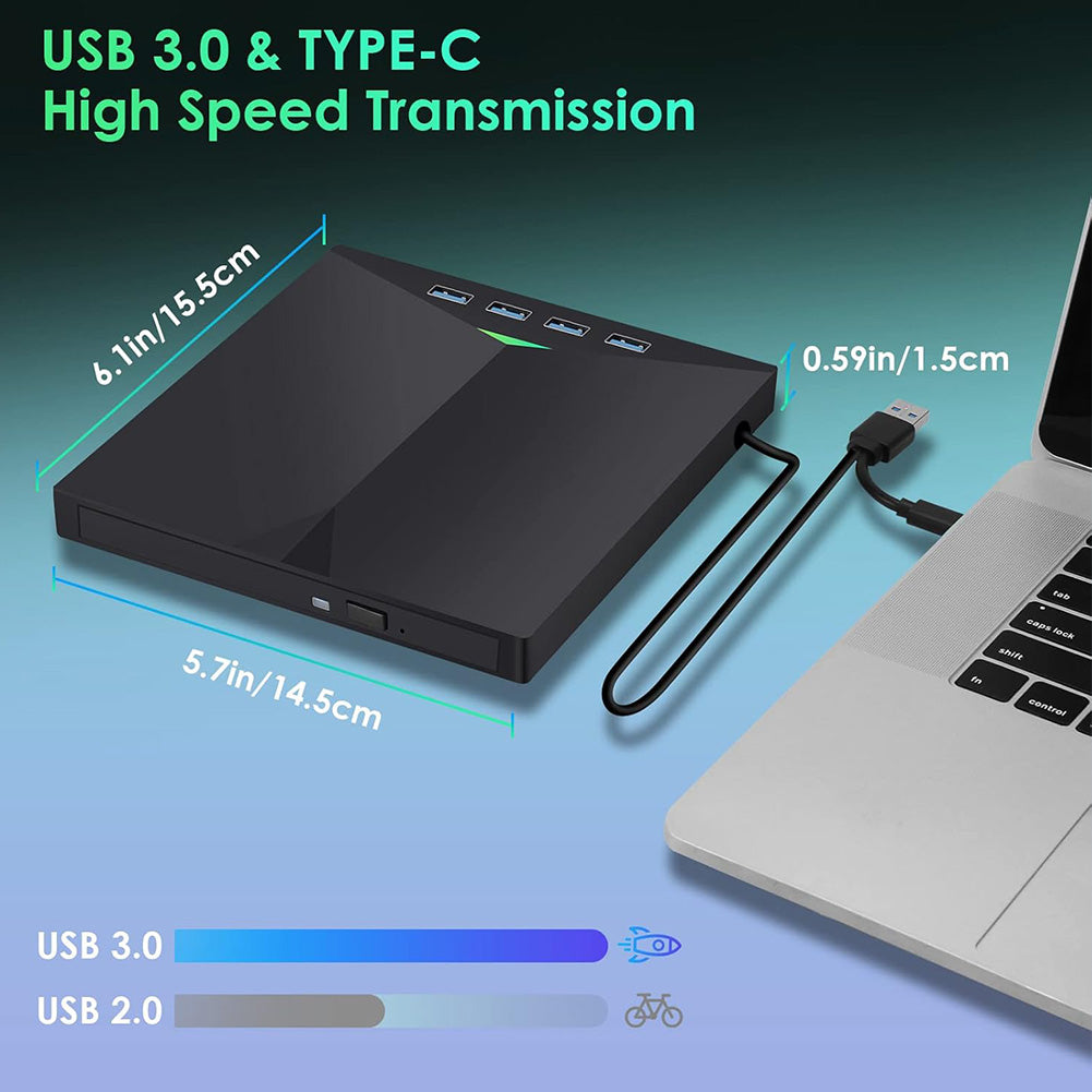 External CD DVD Drive for Laptop,DVD Player for Laptop,USB 3.0 Portable CD/DVD OM+/-RW Burner,External DVD Disk Drive for Laptop Compatible with Laptop Desktop PC Windows 11/10/8/7 Linux Mac OS
