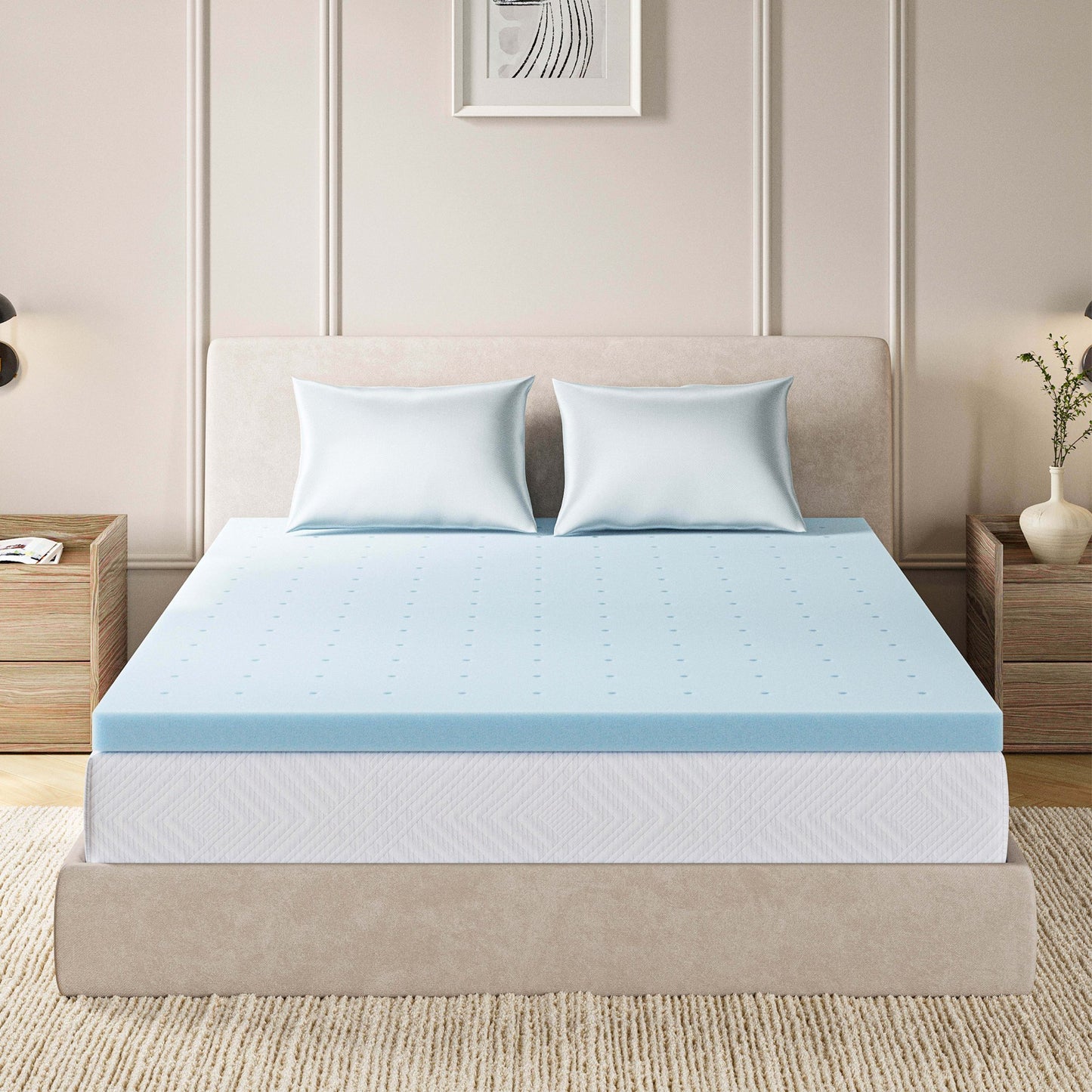 EGOHOME 4 Inch Full Size Memory Foam Mattress Topper, Gel Infused Memory Foam Pad, Cooling and Pressure Relieving, Medium, CertiPUR Certified, Blue