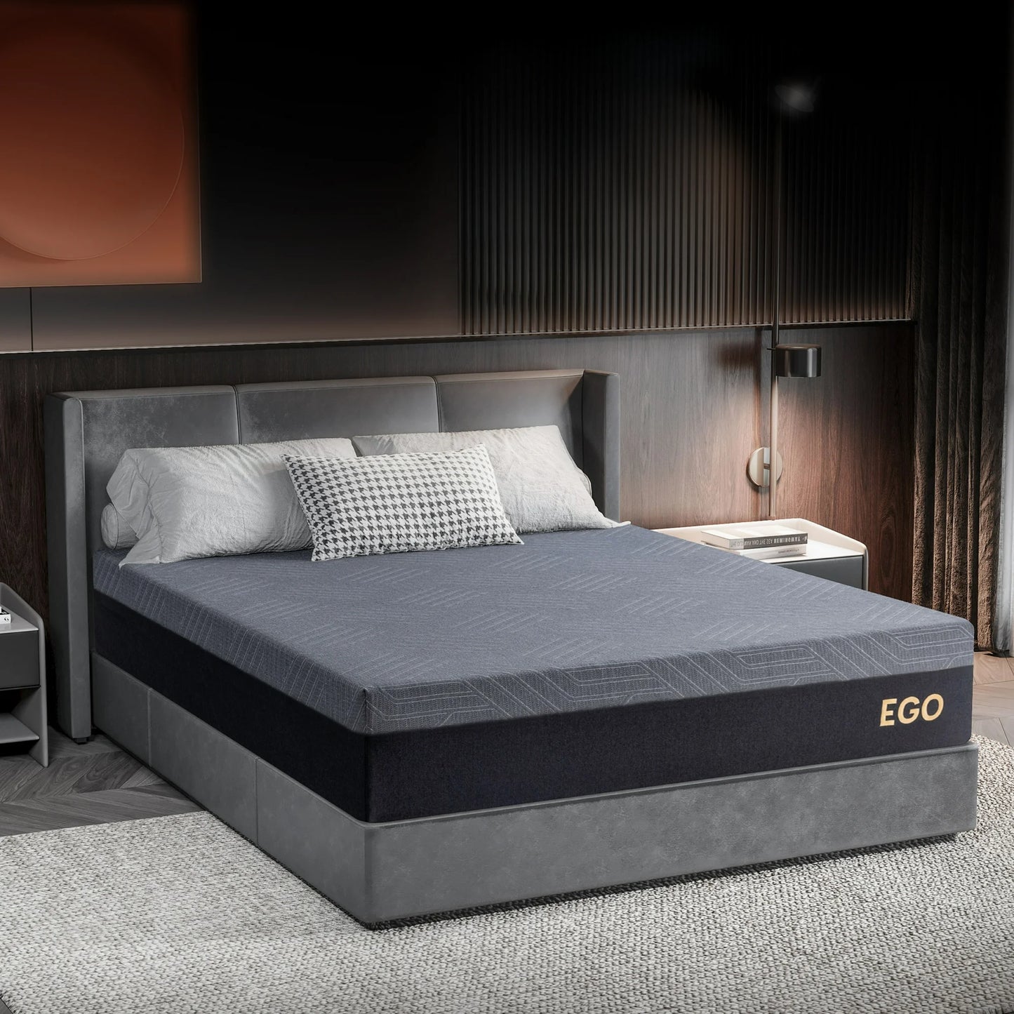 EGOHOME Ego Black 10 inch Gel Memory Foam Mattress, King Size Mattress in a Box, Medium Firm