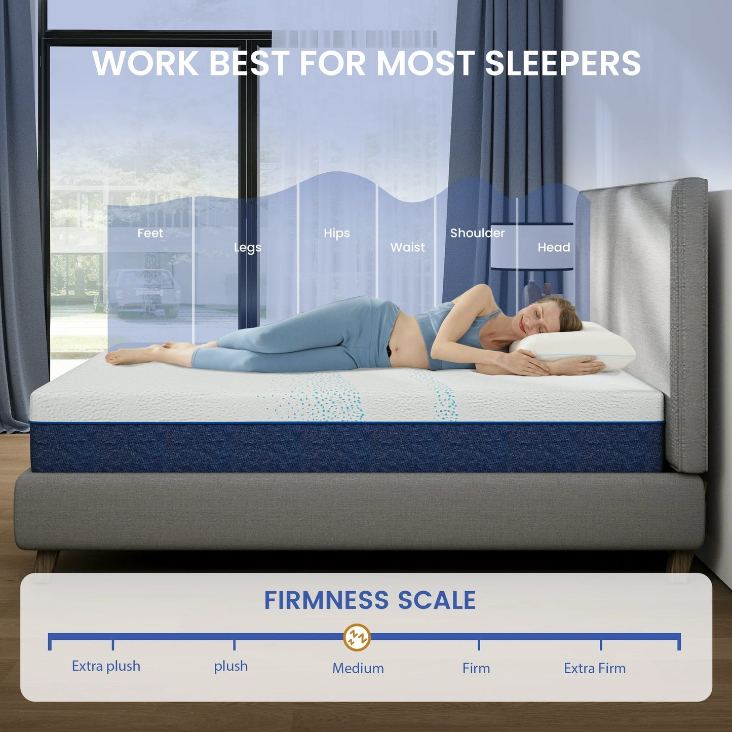 Subfun 6 inch Full Memory Foam Mattress, Bamboo Charcoal Cooling, CertiPUR-US Certified, Bed-in-a-Box