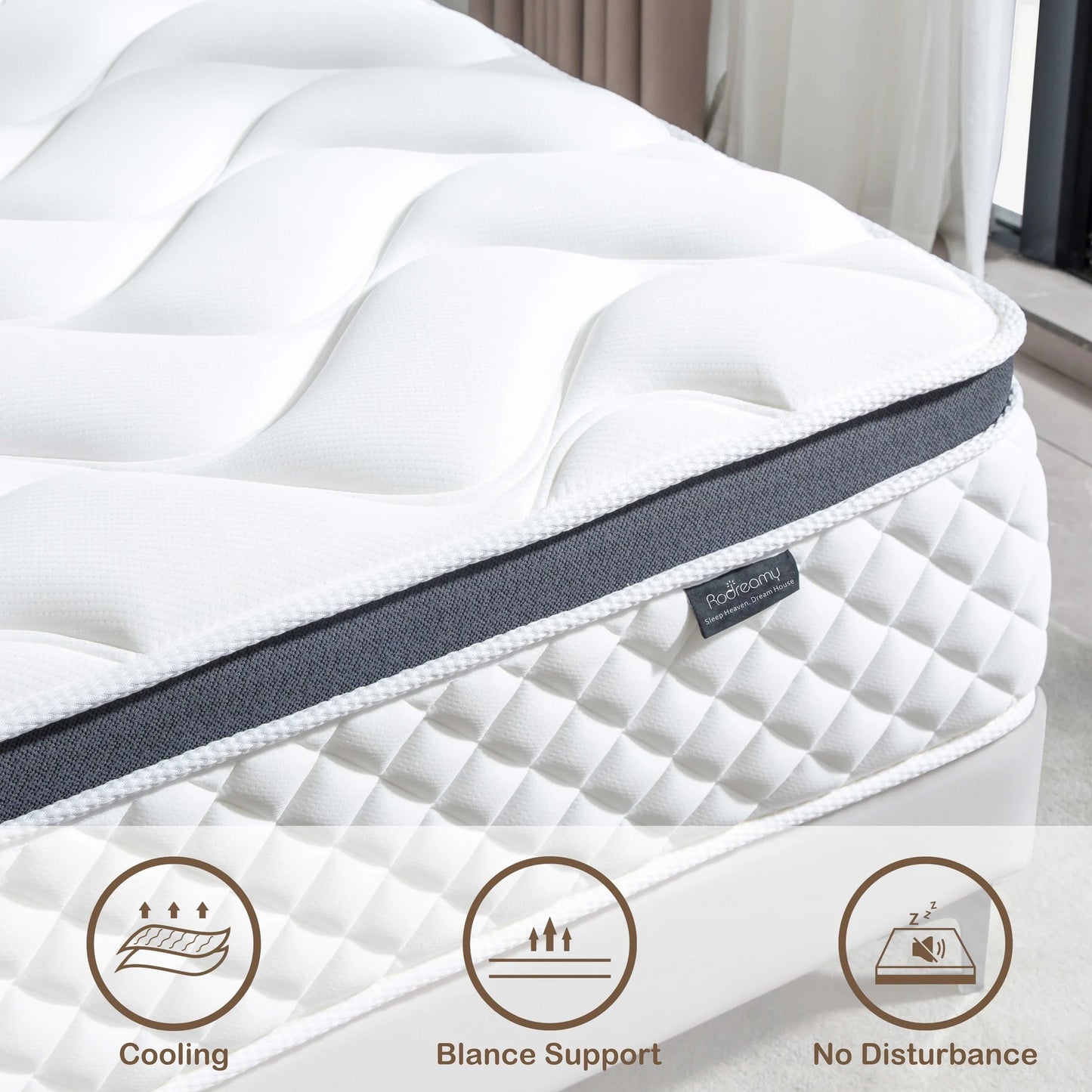 RODREAMY 12 inch Full Size Mattress Hybrid Mattresses in a Box, Memory Foam Individually Pocket Springs Coils with Motion Isolation, Medium Firm, Pressure Relief