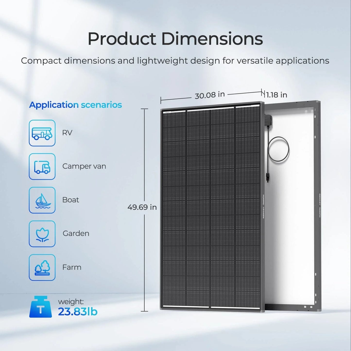 Renogy ShadowFlux N-Type 200W Rigid Solar Panel, 25% High-Efficiency & Anti-Shading, IP67 Waterproof Lightweight, for RV/Pickup/SUV Charging