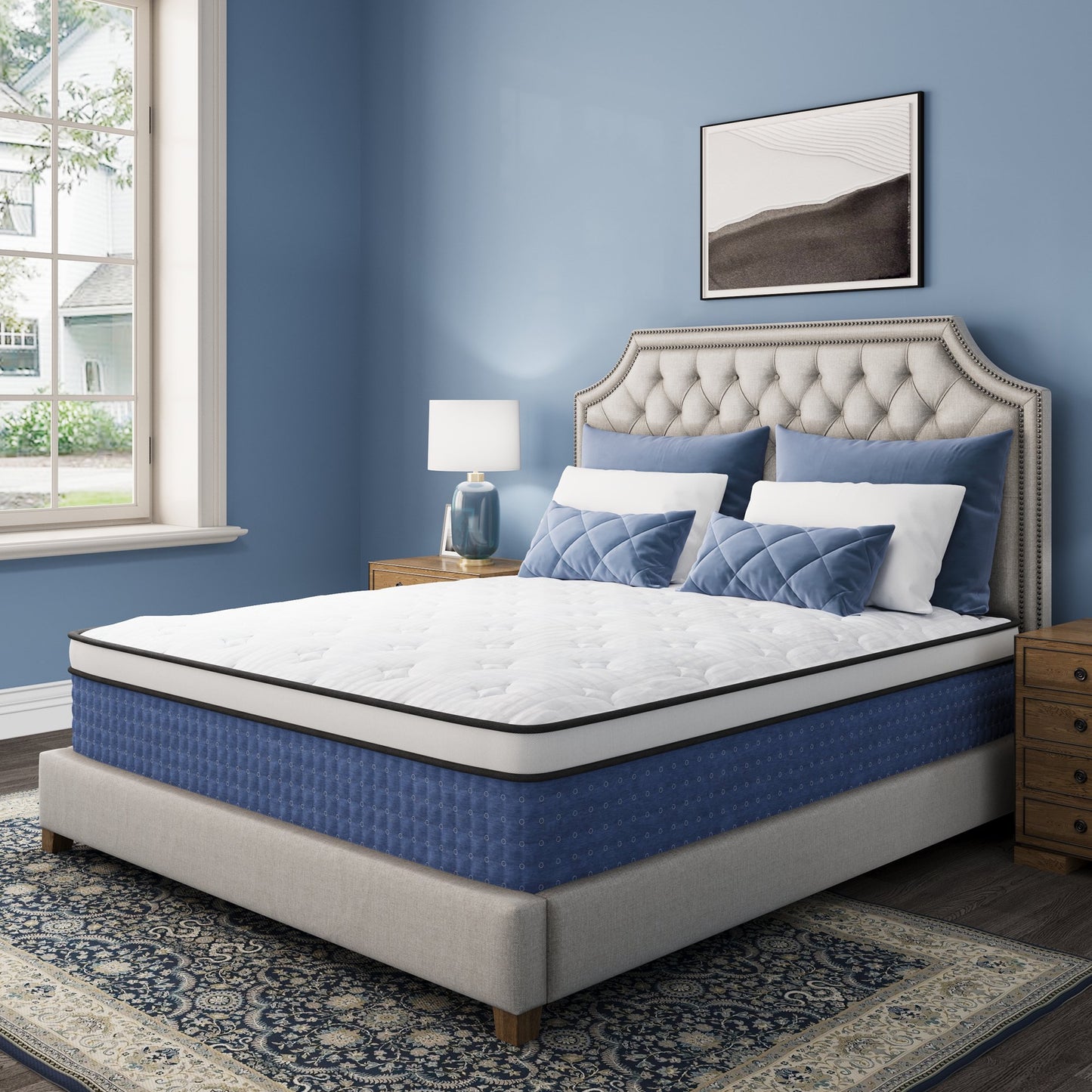 MLILY Value Hybrid 12-inch Mattress Medium Firm Blue,Twin