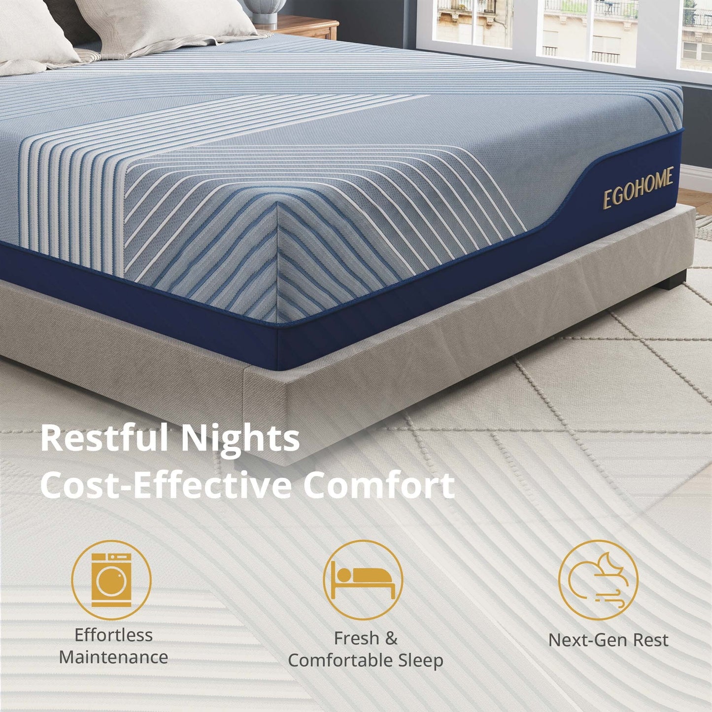 EGOHOME Elysian 14 inch Mattress, King Size Memory Foam Mattress
