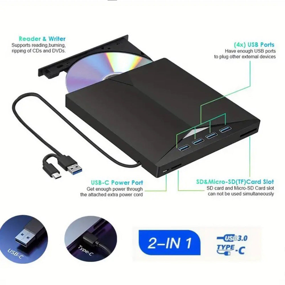 External CD DVD Drive for Laptop,DVD Player for Laptop,USB 3.0 Portable CD/DVD OM+/-RW Burner,External DVD Disk Drive for Laptop Compatible with Laptop Desktop PC Windows 11/10/8/7 Linux Mac OS