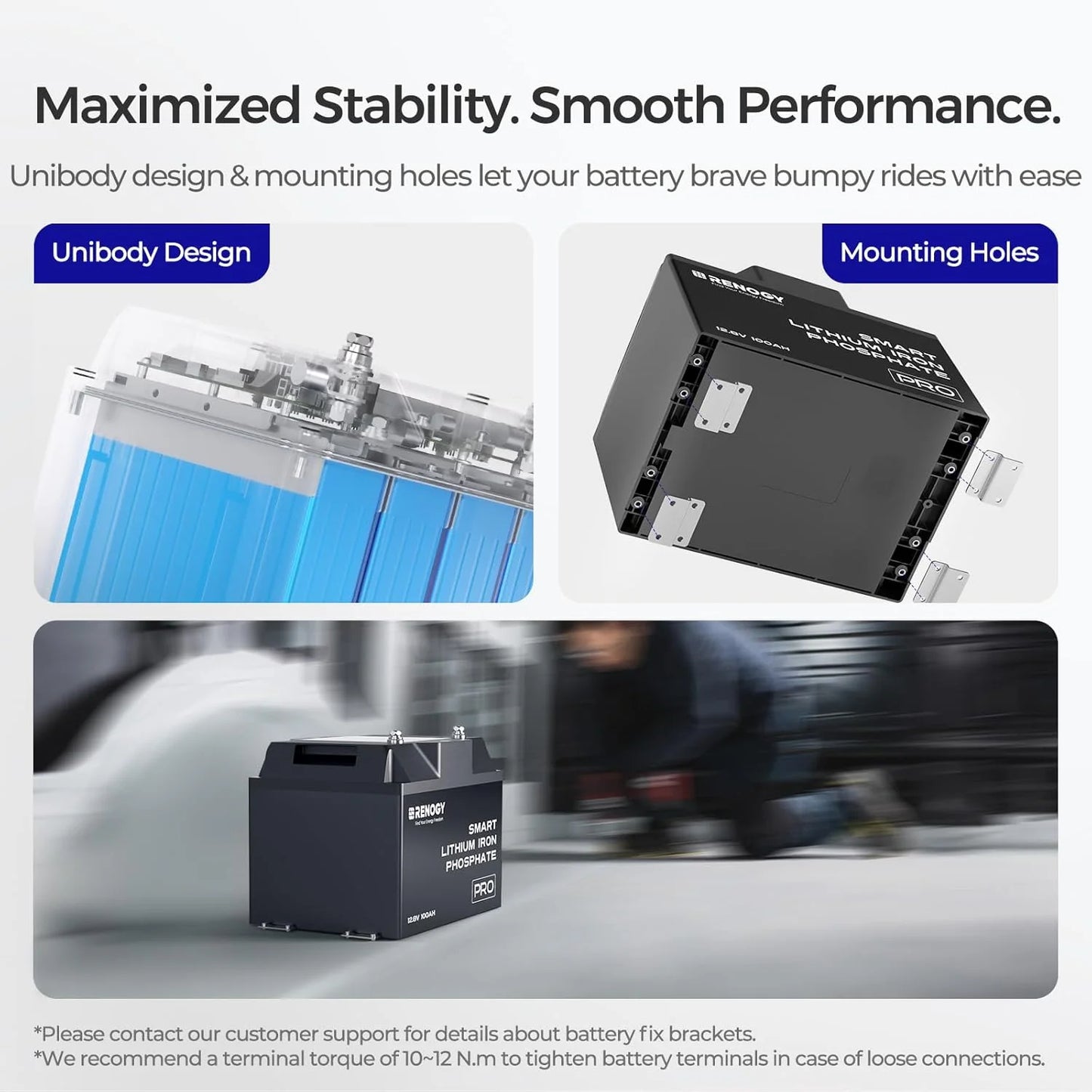 Renogy 12V 100Ah Bluetooth Self-Heating Lithium LiFePO4 Deep Cycle Battery, 5000+Deep Cycles, dust-proof IP67, Backup Power for RV, Cabin, and Marine Applications-Pro Series