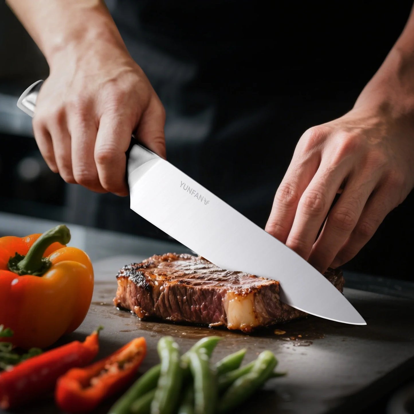 Yunfan Professional Kitchen Knives, Sharp Knives for Kitchen High Carbon Stainless Steel, Sliver