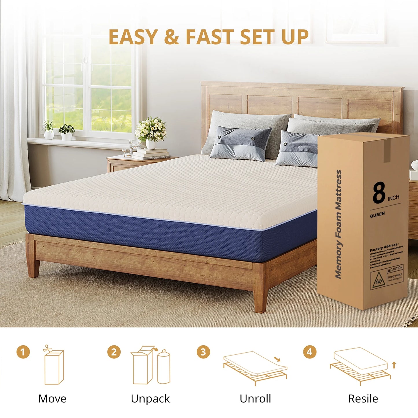 Subfun 10" Full Gel Memory Foam Mattress,Mattress in a Box, Cooling & Medium Firm Support, CertiPUR-US Certified Foam