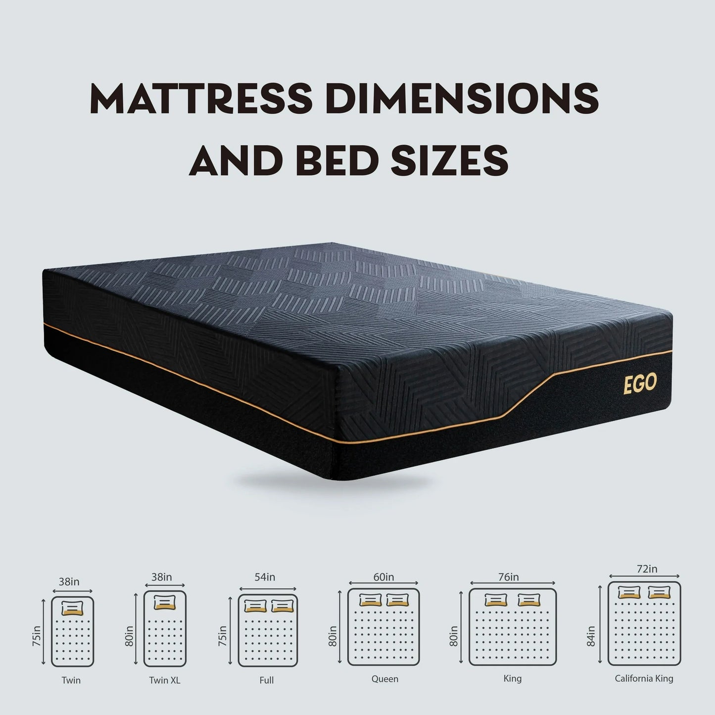 MLILY Ego Black Firm Cooling Gel Memory Foam Mattress, 14 inch Full Size Mattress in a Box