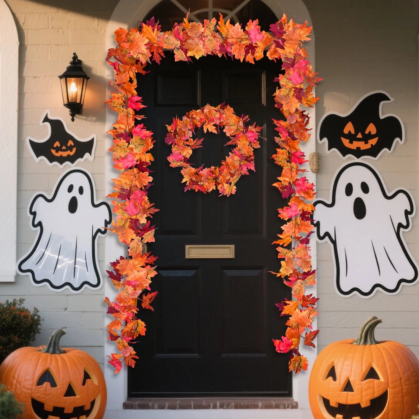 simeccom 3PCS Fall Maple Leaves Garland, Party 5.6Ft Artificial Maple Leaf Autumn Garland Hanging Vines Table Front Door Thanksgiving Decorations