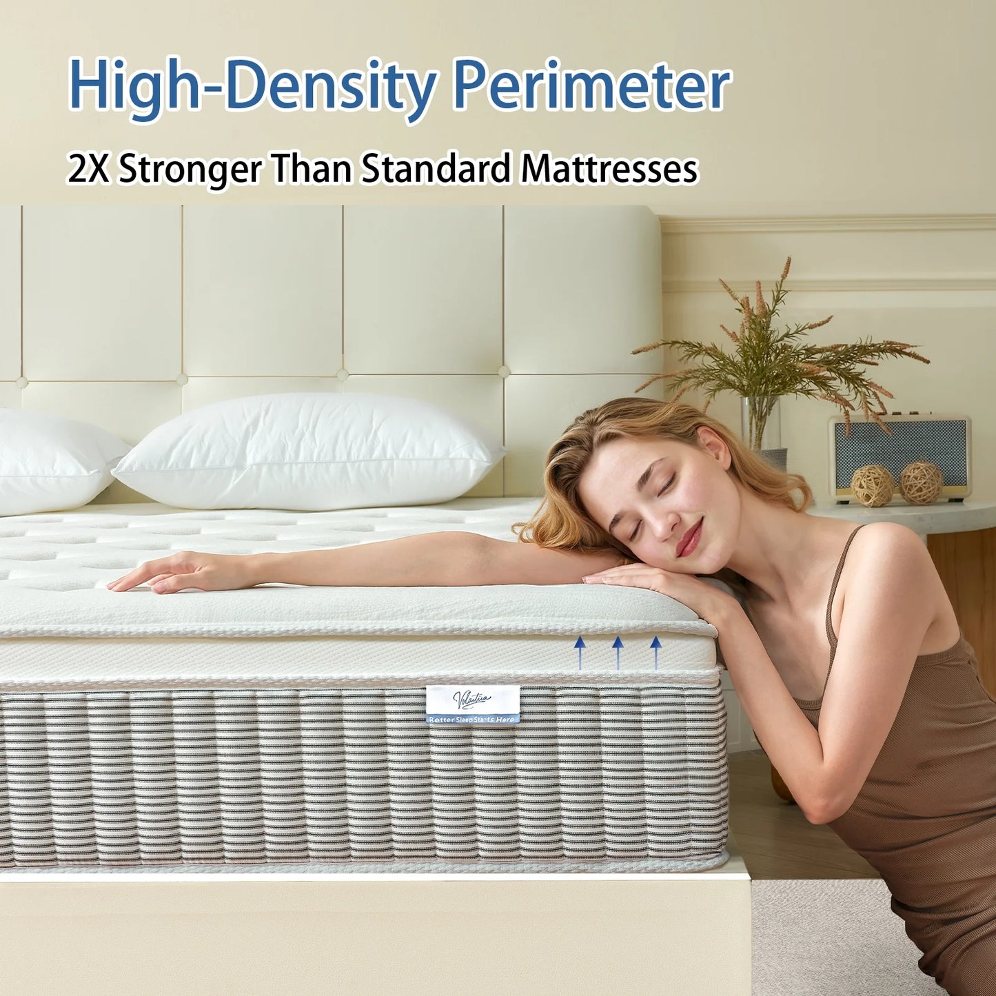 Volantica 12inch Queen Size Mattress in a Box, Medium Firm Hybrid Mattresses with Individual Pocket Spring, Pressure Relief, Motion Isolation, Cool Sleep, CertiPUR-US Certified