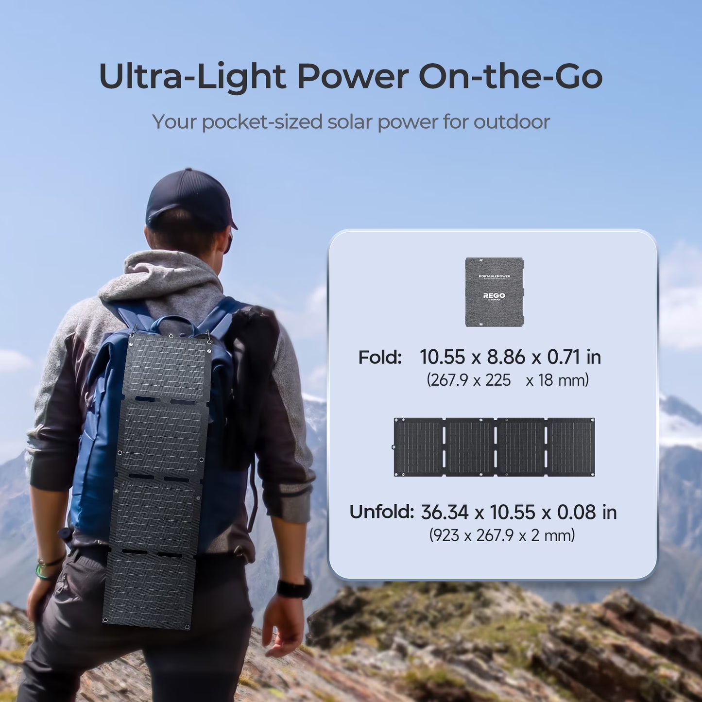 Renogy 30W Portable Solar Panel with 2 USB &1 DC Charging Ports, IP67 Waterproof, 18-month Hassle-free Warranty, Only 0.56kg/1.23lbs